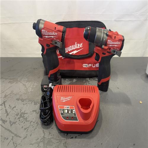 AS-IS- Milwaukee M12 FUEL Cordless 2-Tool Combo Kit: 1/2Hammer Drill  1/4Hex Impact Driver