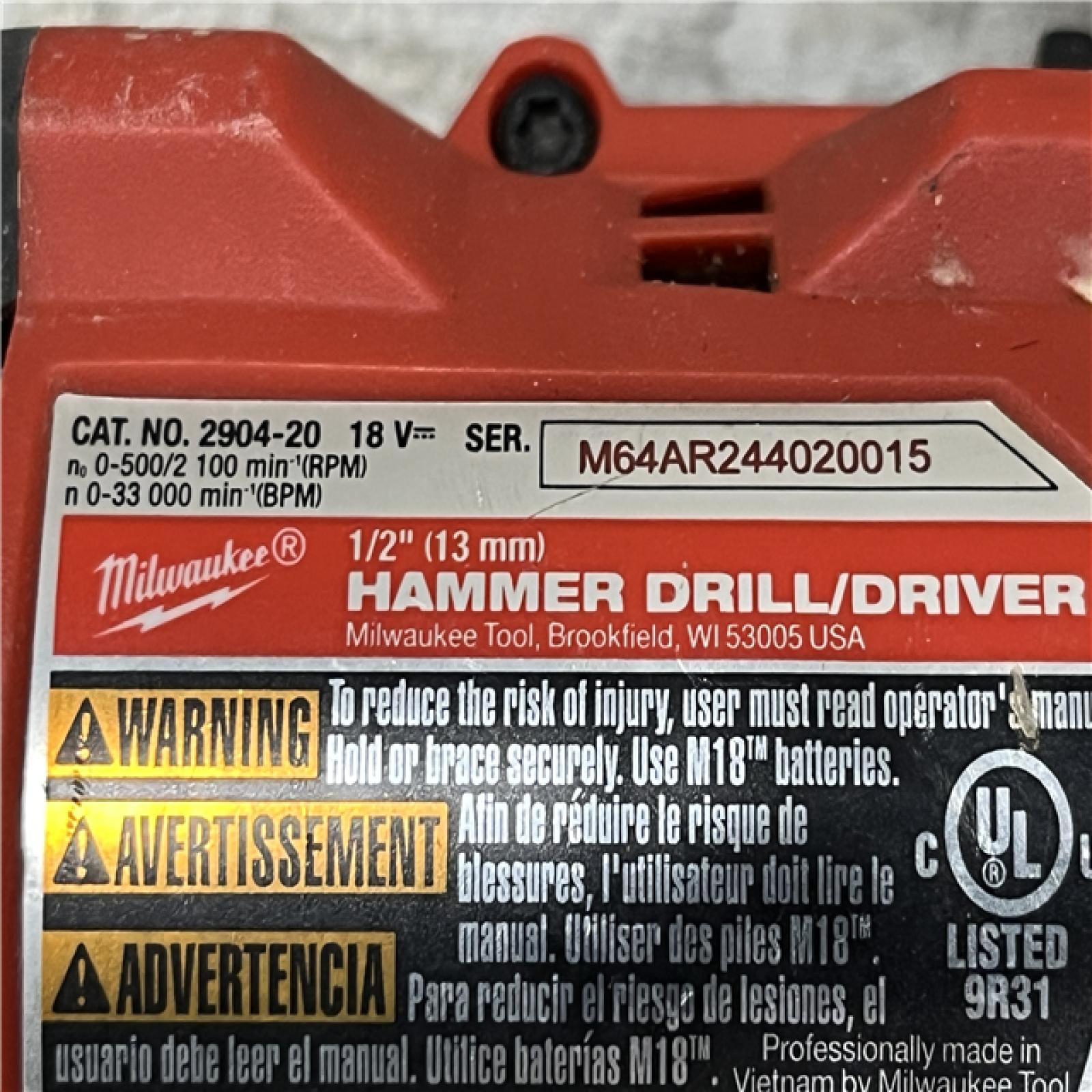 AS-IS Milwaukee FUEL 18V Lithium-Ion Brushless Cordless 1/2 in. Hammer Drill/Driver (Tool-Only)