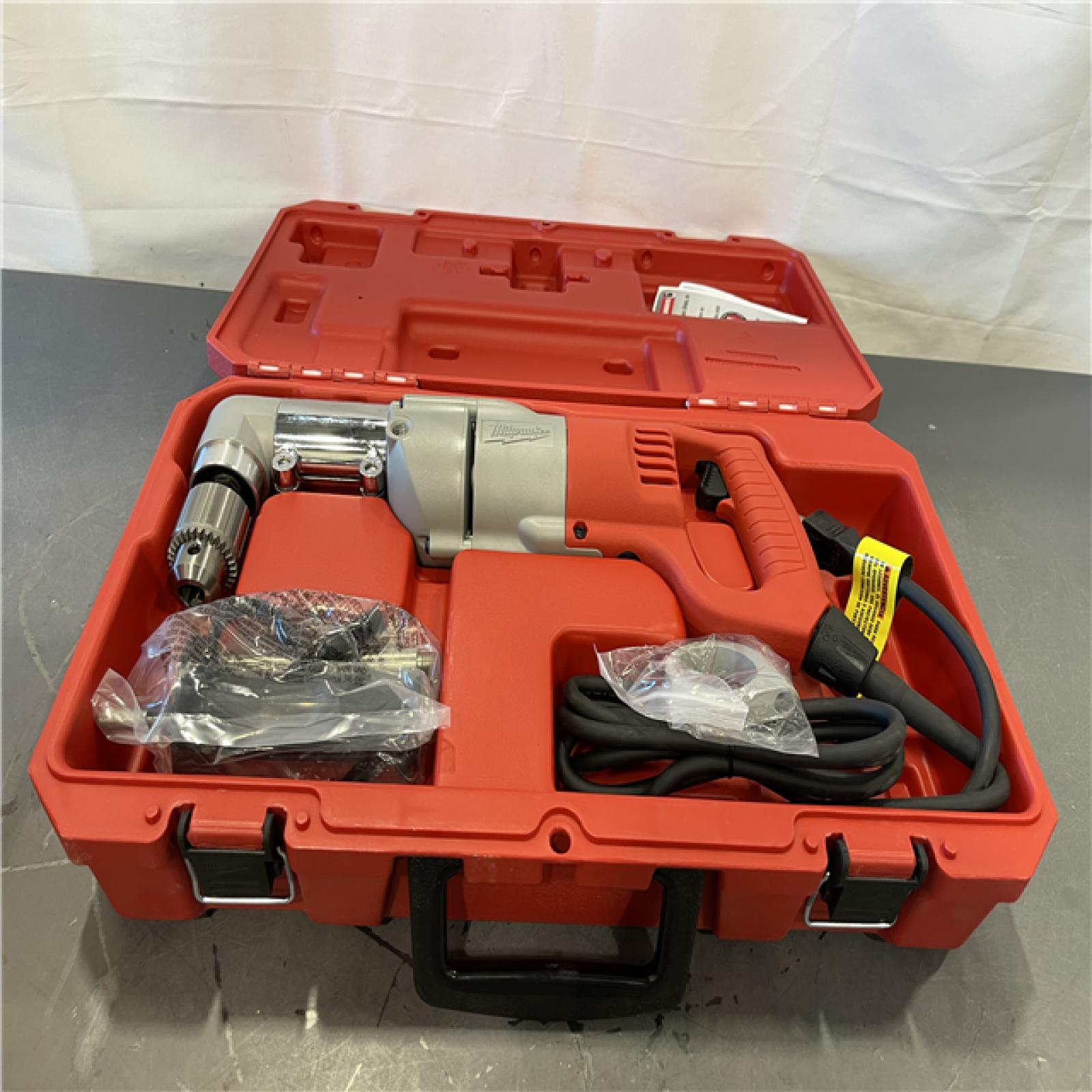 AS-IS - Milwaukee 7 Amp Corded 1/2 in. Corded Right-Angle Drill Kit with Hard Case