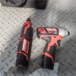 HOUSTON Location-AS-IS-Milwaukee 2497-24H 4 Tool Combo Kit M12 Li-Ion Cordless W/ 2 Batteries APPEARS IN GOOD Condition