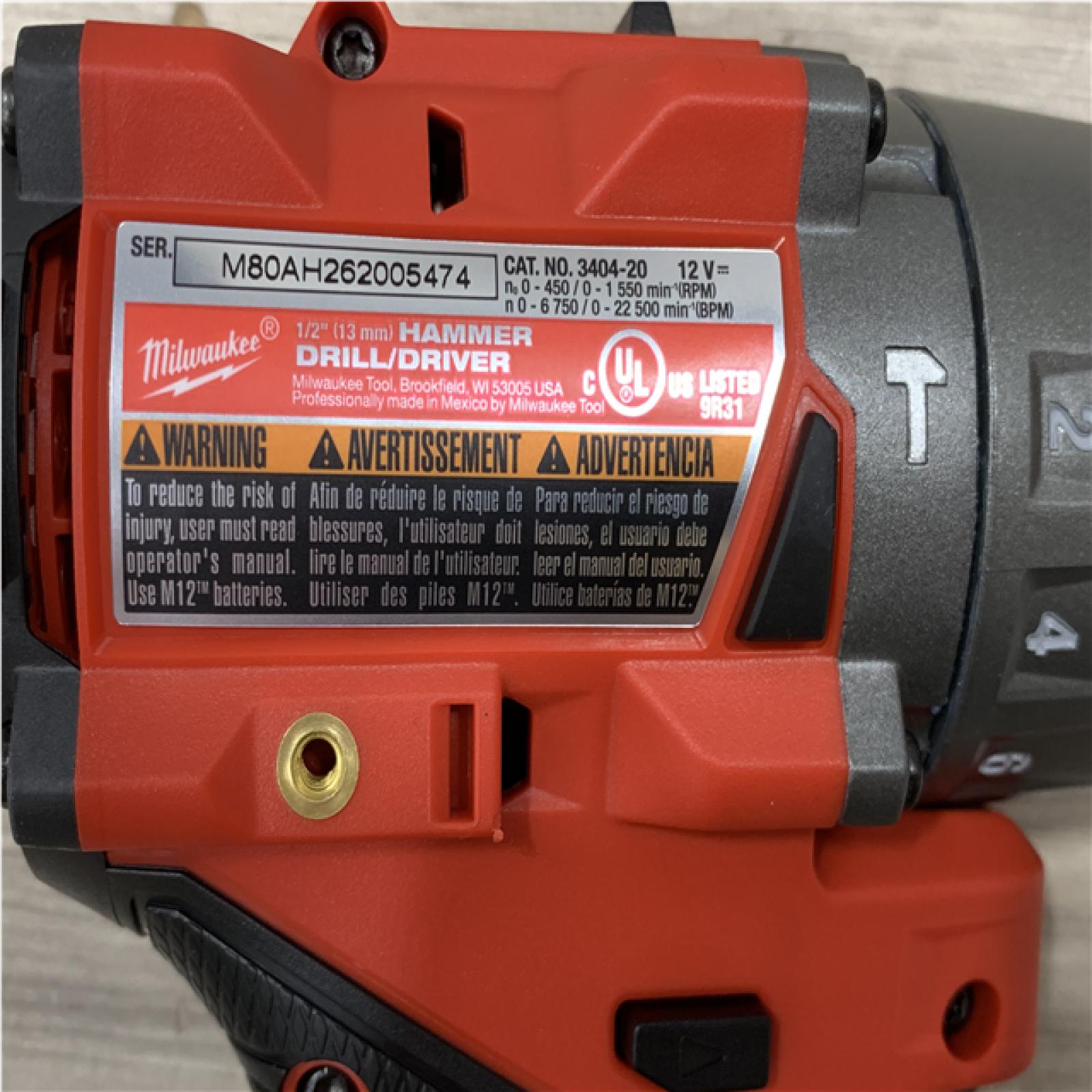 AS-IS Milwaukee FUEL 12V Lithium-Ion Brushless Cordless 1/2 in. Hammer Drill (Tool-Only)