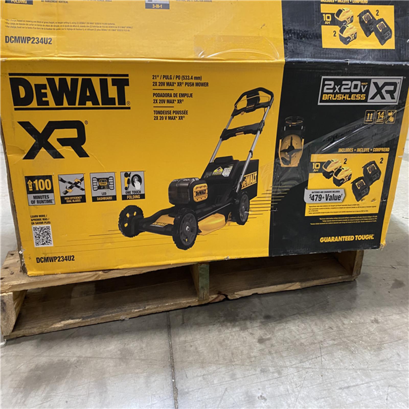 Dallas Location - As-Is DeWalt 2X20V MAX DCMWP234U2 21 in. 20 V Battery Lawn Mower Kit (Battery & Charger)