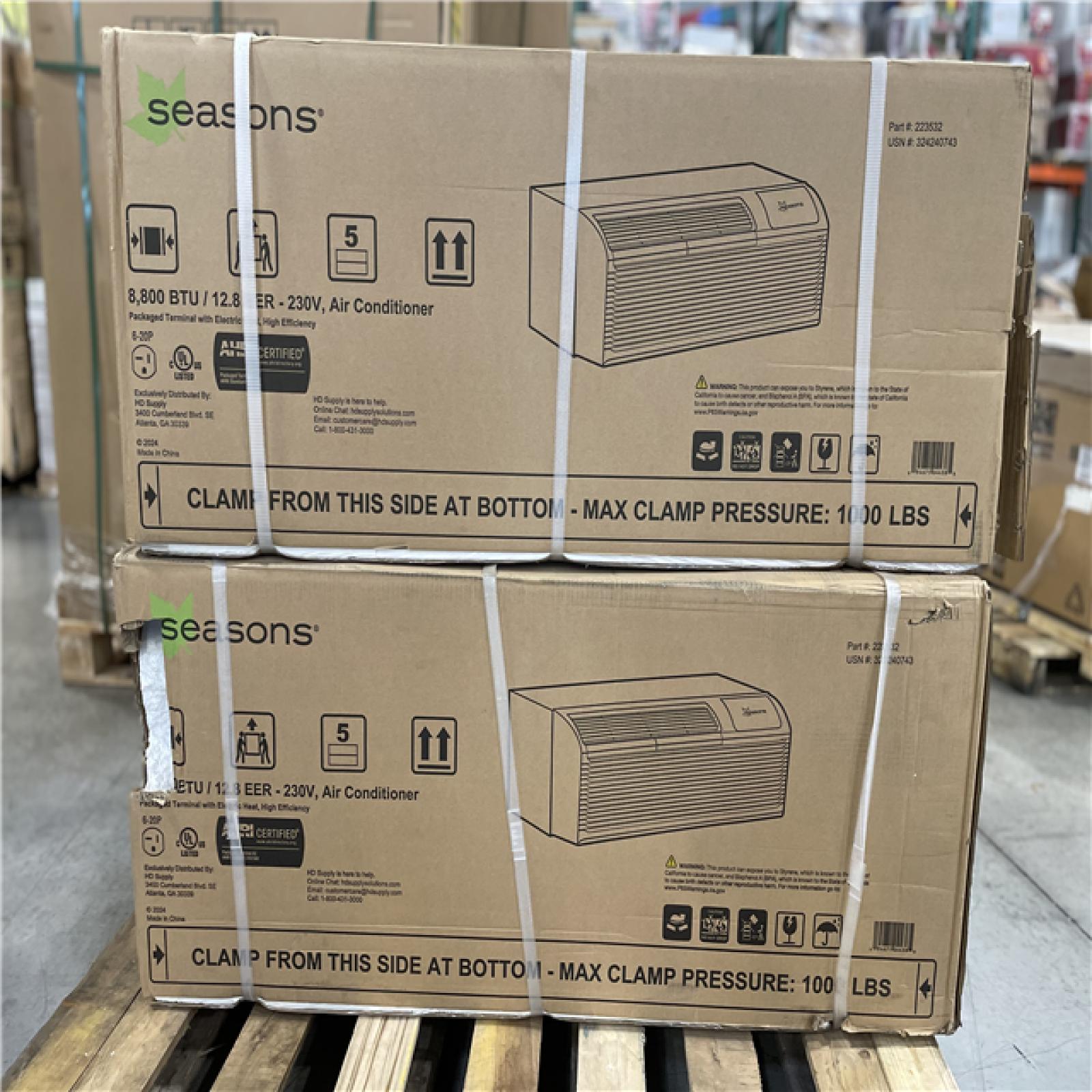 DALLAS LOCATION- Seasons 8800 BTU 12.8 EER 230V Air Conditioner PALLET (2 UNITS)