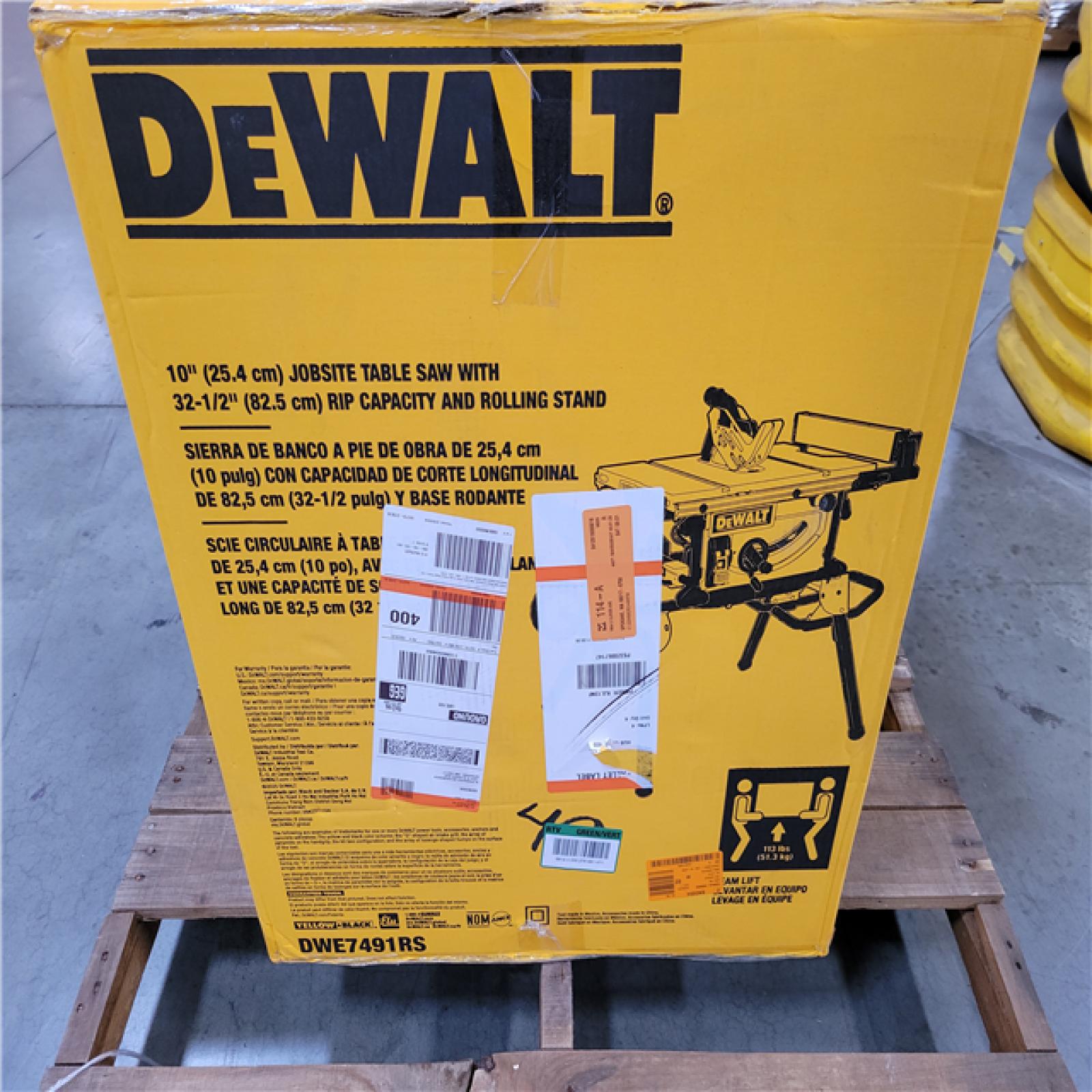 CALIFORNIA AS-IS 10 (25.4mm) JOBSITE TABLE SAW WITH 32-1/2 (82.5mm) RIP CAPACITY AND ROLLING STAND