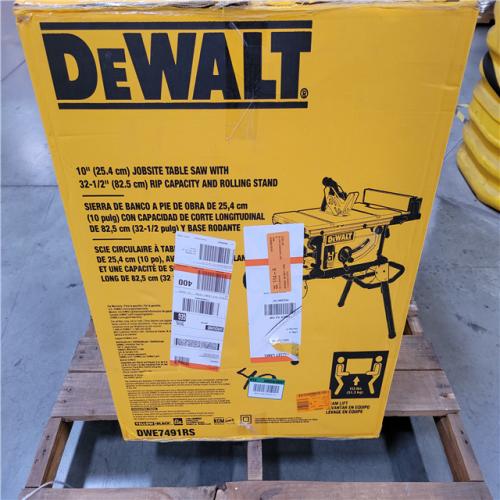 CALIFORNIA AS-IS 10 (25.4mm) JOBSITE TABLE SAW WITH 32-1/2 (82.5mm) RIP CAPACITY AND ROLLING STAND