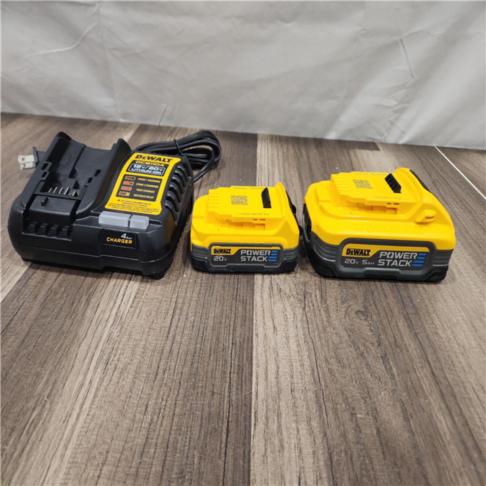 AS-IS DEWALT Powerstack 20-Volt Lithium-Ion 5.0 Ah and 1.7 Ah Batteries and Charger