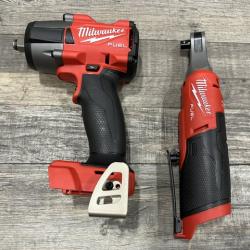 AS-IS Milwaukee FUEL 18V Cordless Mid Torque 1/2 in. Impact Wrench w/ 12 FUEL 3/8 in. Ratchet Combo Kit
