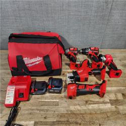HOUSTON LOCATION - AS-IS M18 18V Lithium-Ion Cordless Combo Kit (5-Tool) with (2) Batteries  Charger and Tool Bag