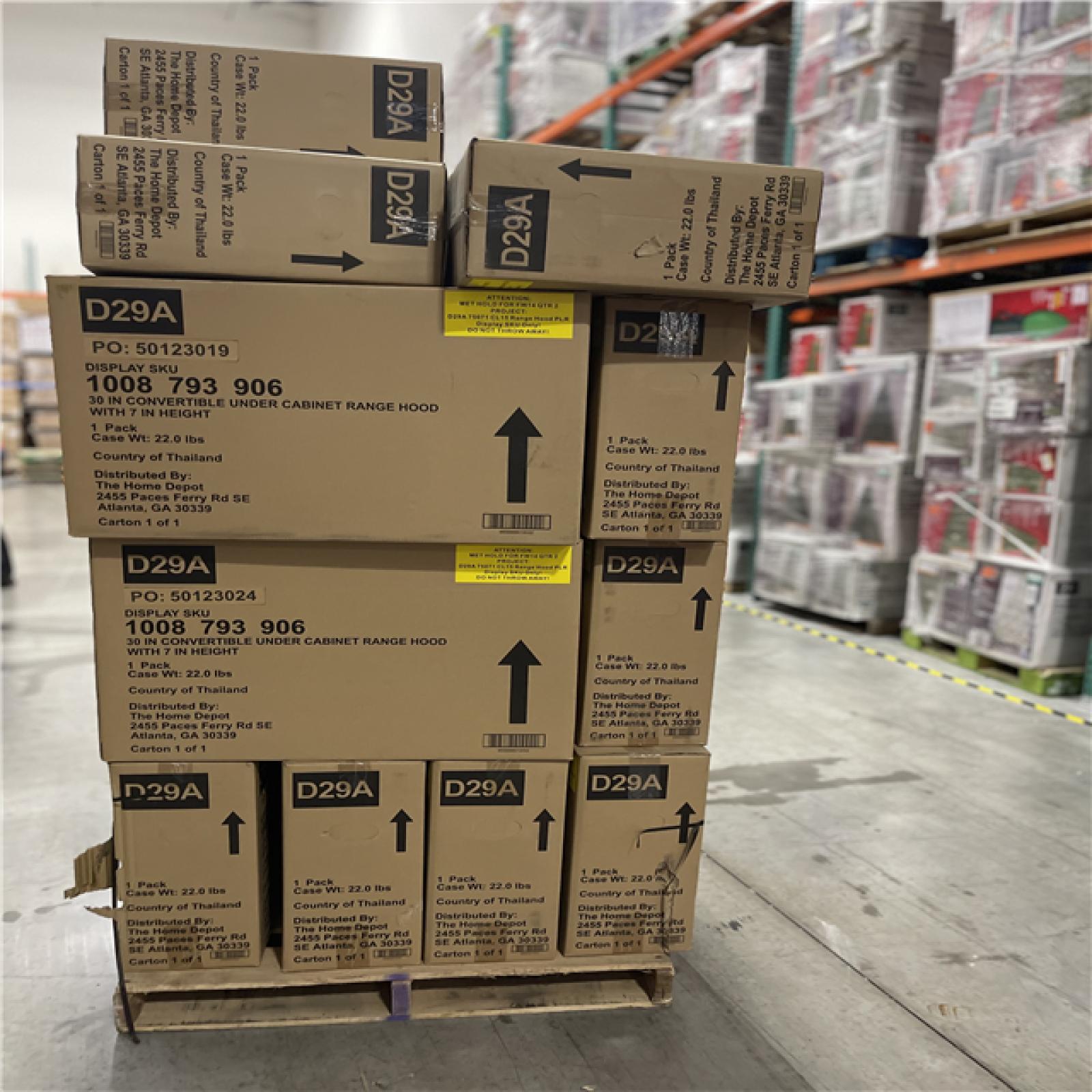 DALLAS LOCATION- 30 RANGE HOOD (DISPLAY ONLY) NO MOTOR!PALLET- (18 UNITS)