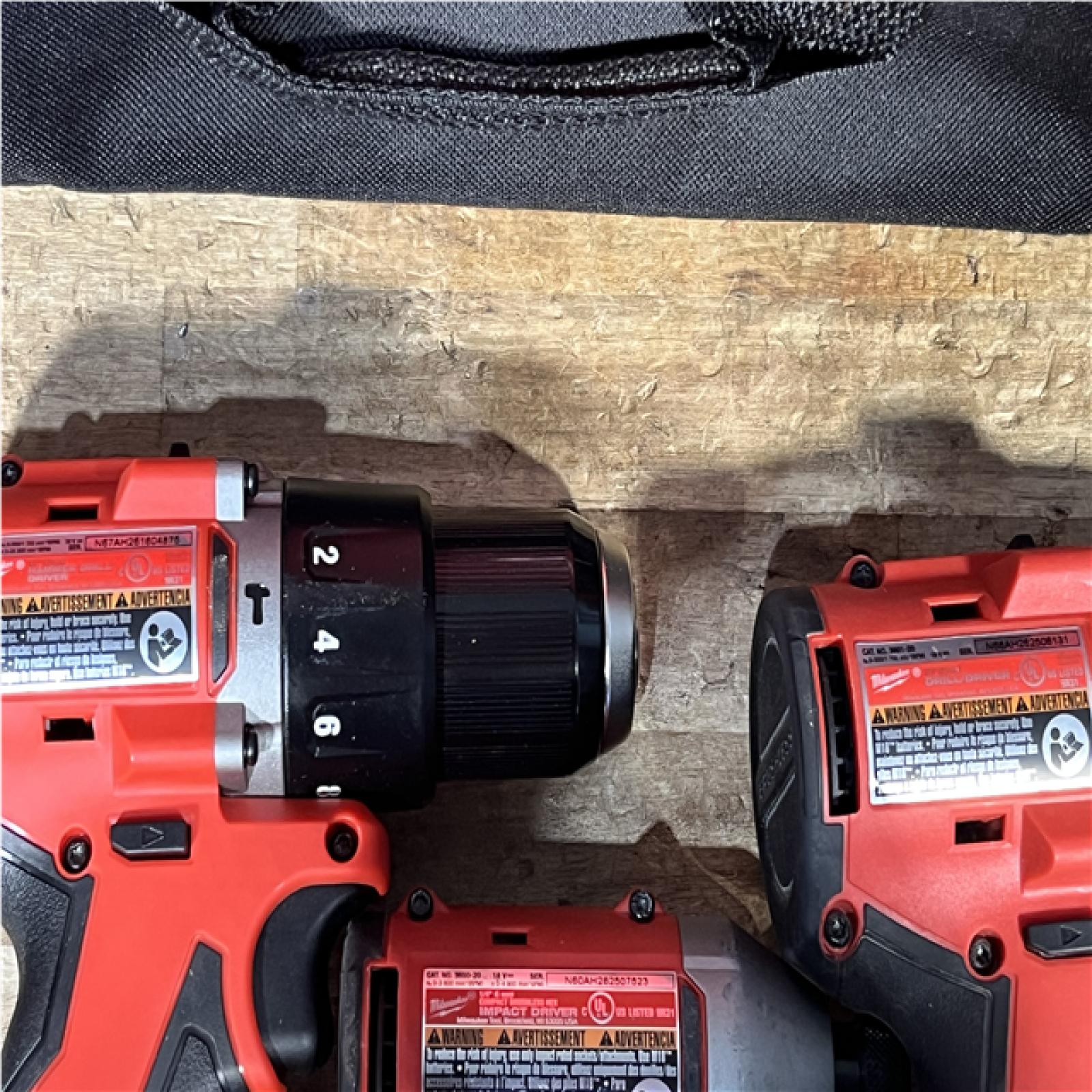 Houston Location AS-IS Milwaukee Hammer Drill Driver and Drill Driver and Impact Driver and Batteries QTY/2 with Charger