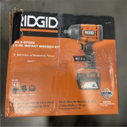 NEW! - RIDGID 18V Cordless 1/2 in. Impact Wrench Kit with 4.0 Ah Battery and Charger (3 UNITS)