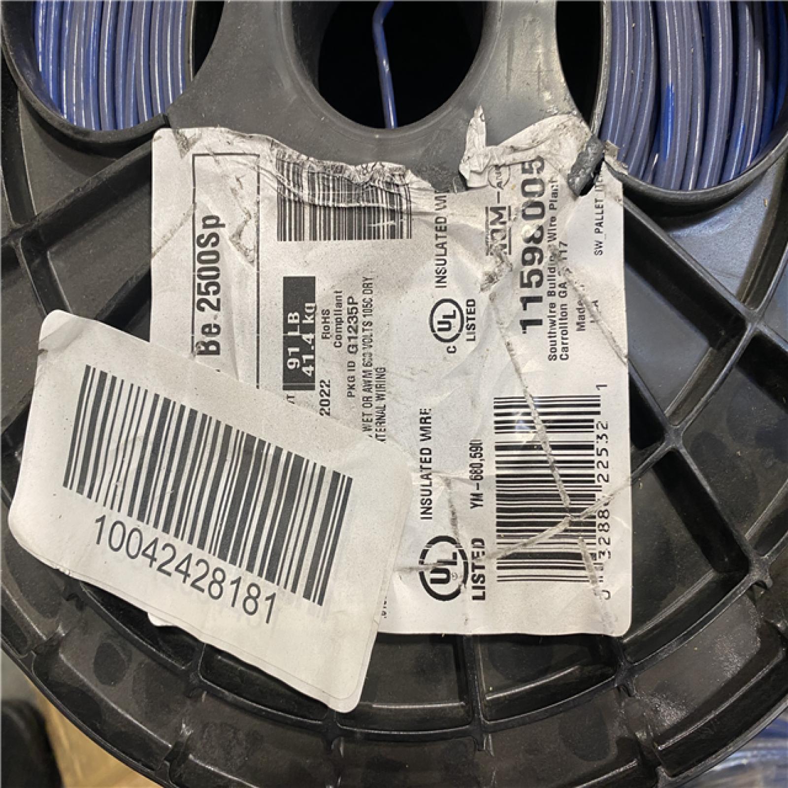 DALLAS LOCATION - Southwire 2,500 ft. 10 Blue Solid CU THHN Wire PALLET (SEE NOTES)