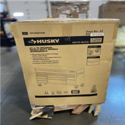 DALLAS LOCATION- AS-IS HUSKY Heavy Duty 61 in. W x 22 in. D 15-Drawer MOBILE WORKBENCH MATTE BLACK/WOODTOP