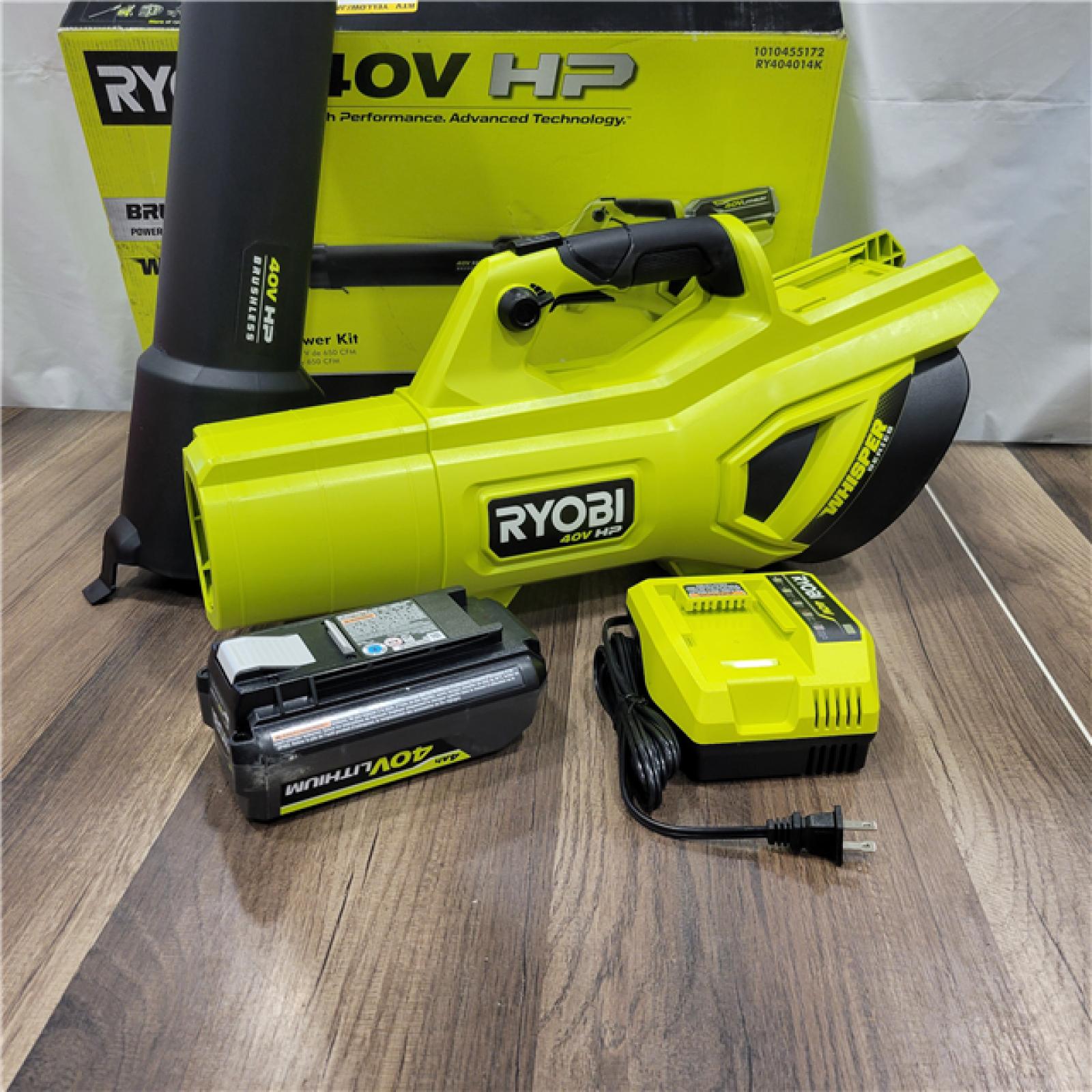 GOOD RYOBI 40V HP Brushless Whisper Series 160 MPH 650 CFM Cordless Battery Leaf Blower with 4.0 Ah Battery and Charger