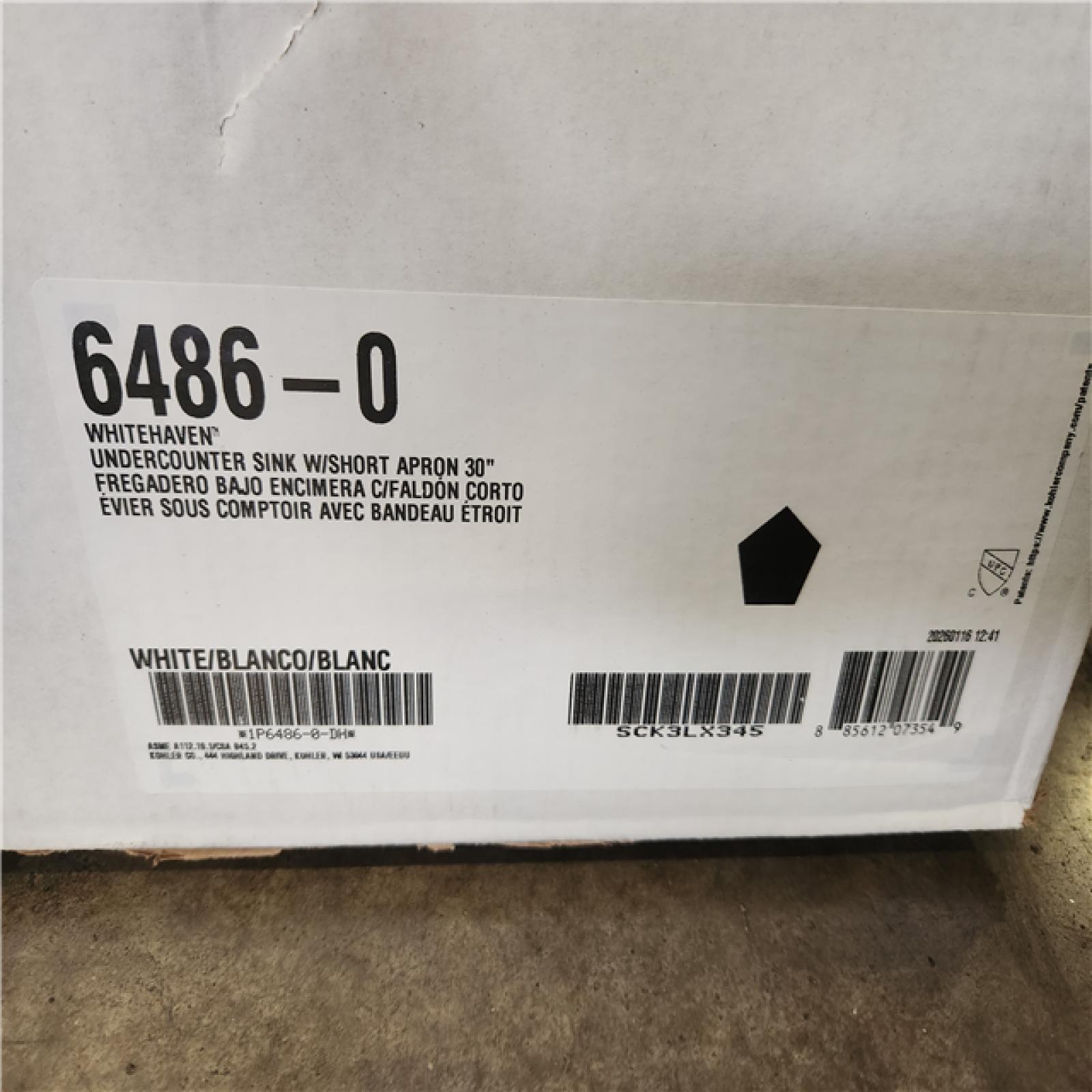 Phoenix NEW KOHLER Whitehaven Farmhouse Apron Front Self-Trimming Cast Iron 30 in. Single Bowl Kitchen Sink in White