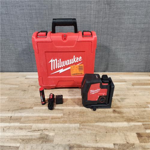 HOUSTON LOCATION - AS-IS (APPEARS LIKE NEW) Milwaukee 100 ft. REDLITHIUM Lithium-Ion USB Green Rechargeable Cross Line Laser Level with Charger