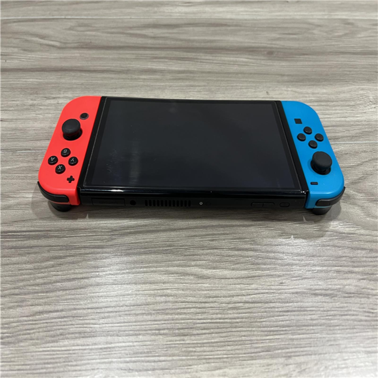 AS-IS Nintendo Switch - OLED Model with Neon Red & Neon Blue Joy-Con