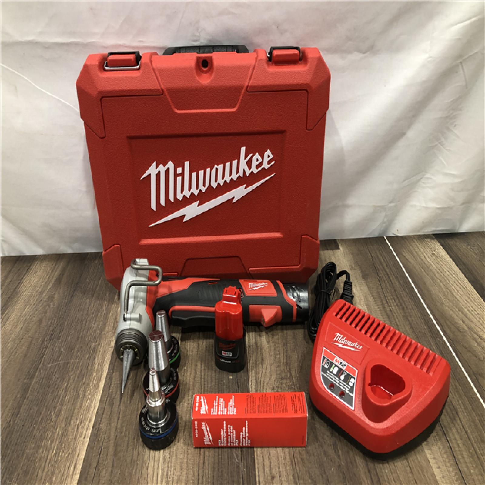 AS-IS Milwaukee M12 Cordless PEX Expansion Tool Kit with 1 in. Plastic Tubing Cutter