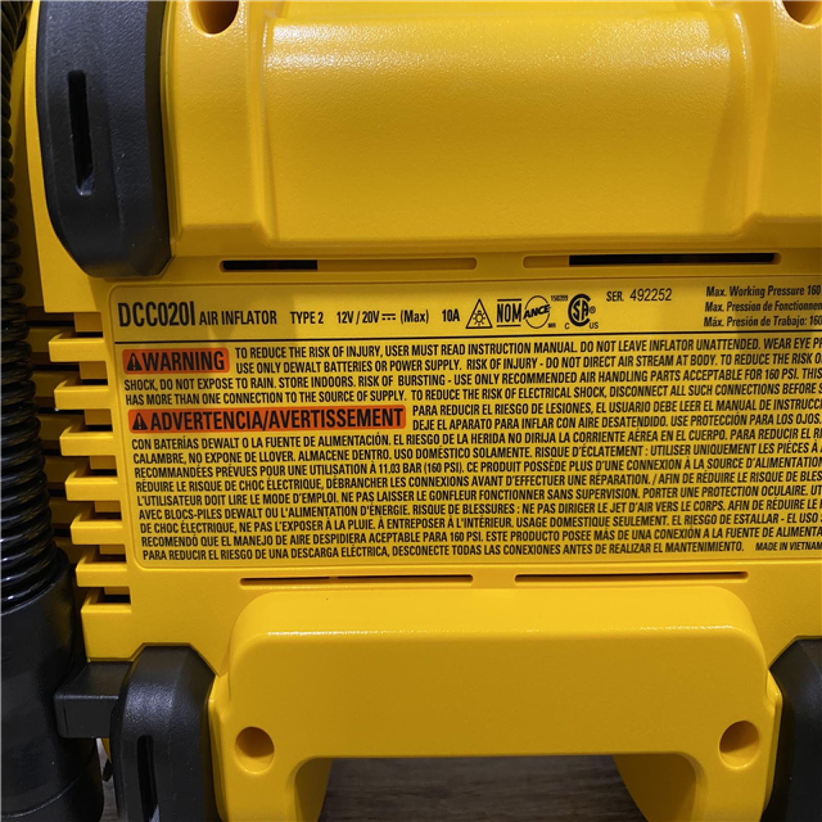 AS-IS DEWALT 20V MAX Cordless Electric Portable Inflator (Tool Only)