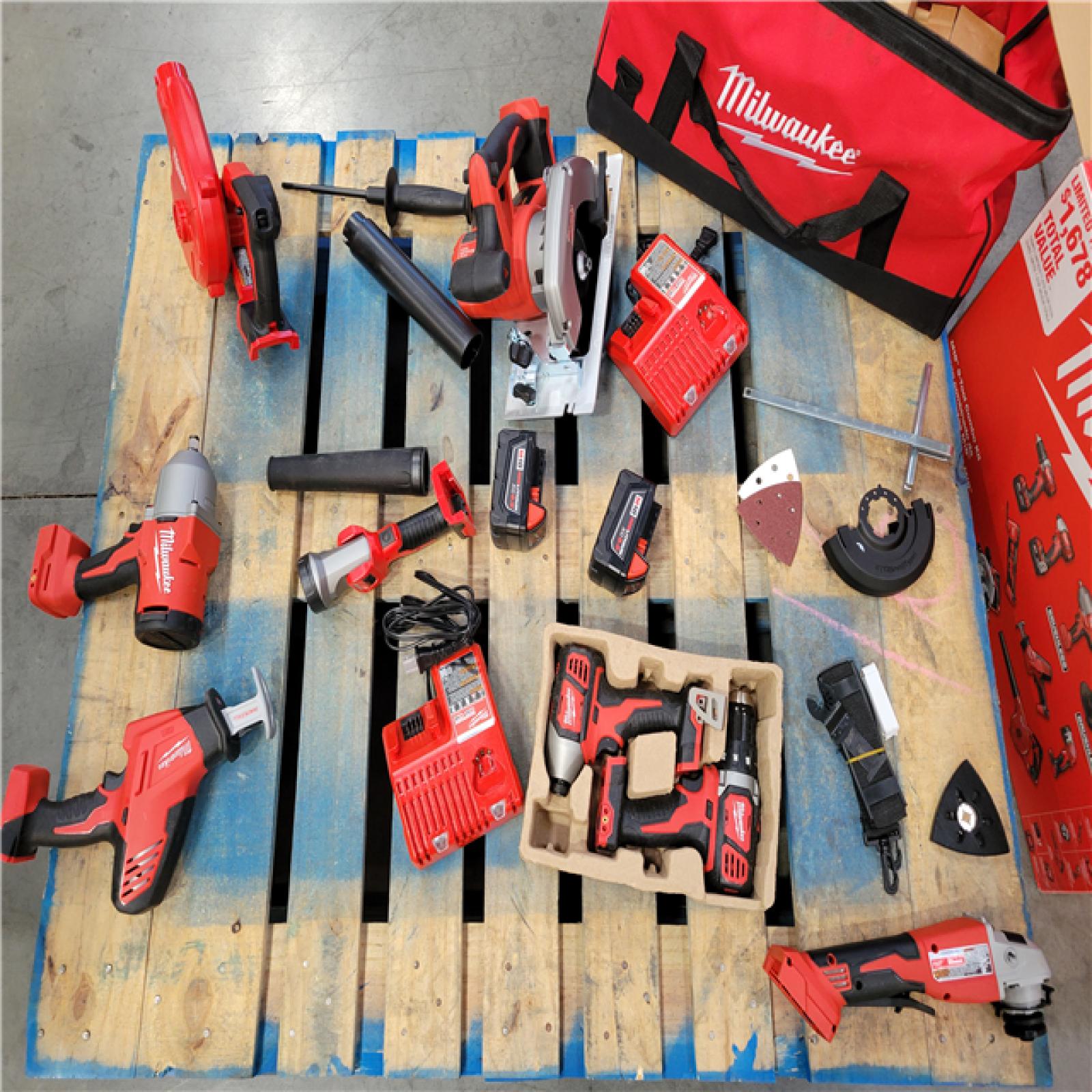 CALIFORNIA AS-IS MILWAUKEE M18 9-COMBO KIT WITH 2 BATTERIES AND 2 CHARGERS INCLUDED