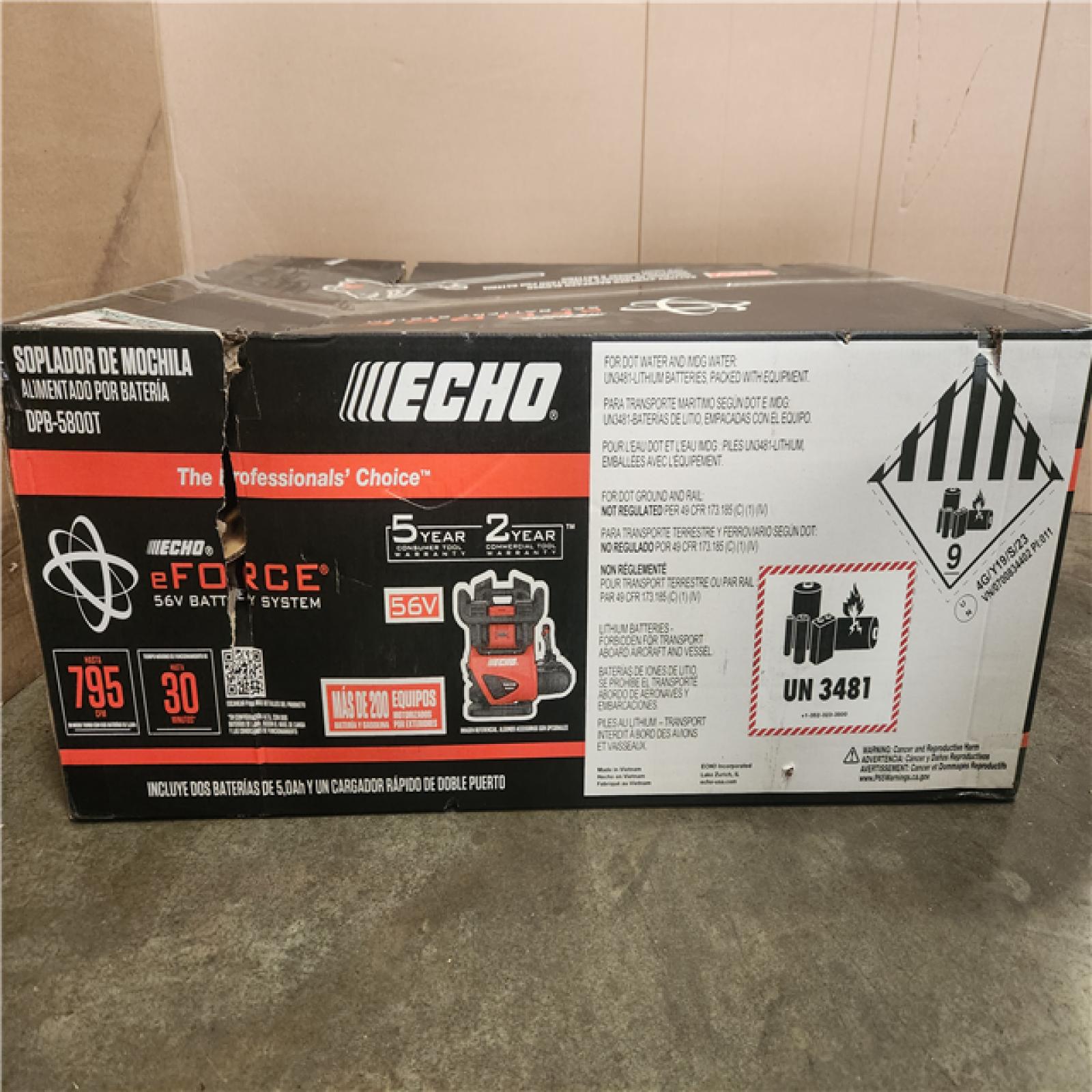 Phoenix NEW ECHO 56V 195 MPH 795 CFM Cordless Battery Backpack Blower w/Tube Throttle and (2) 5.0Ah Batteries and Dual Port Charger (SEALED)