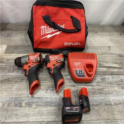 AS-IS Milwaukee FUEL 12-Volt Lithium-Ion Brushless Cordless Hammer Drill and Impact Driver Combo Kit