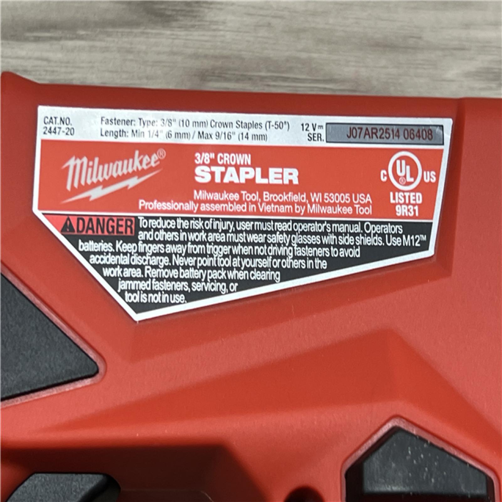 AS-IS Milwaukee 12-Volt Lithium-Ion Cordless 3/8 in. Crown Stapler (Tool-Only)