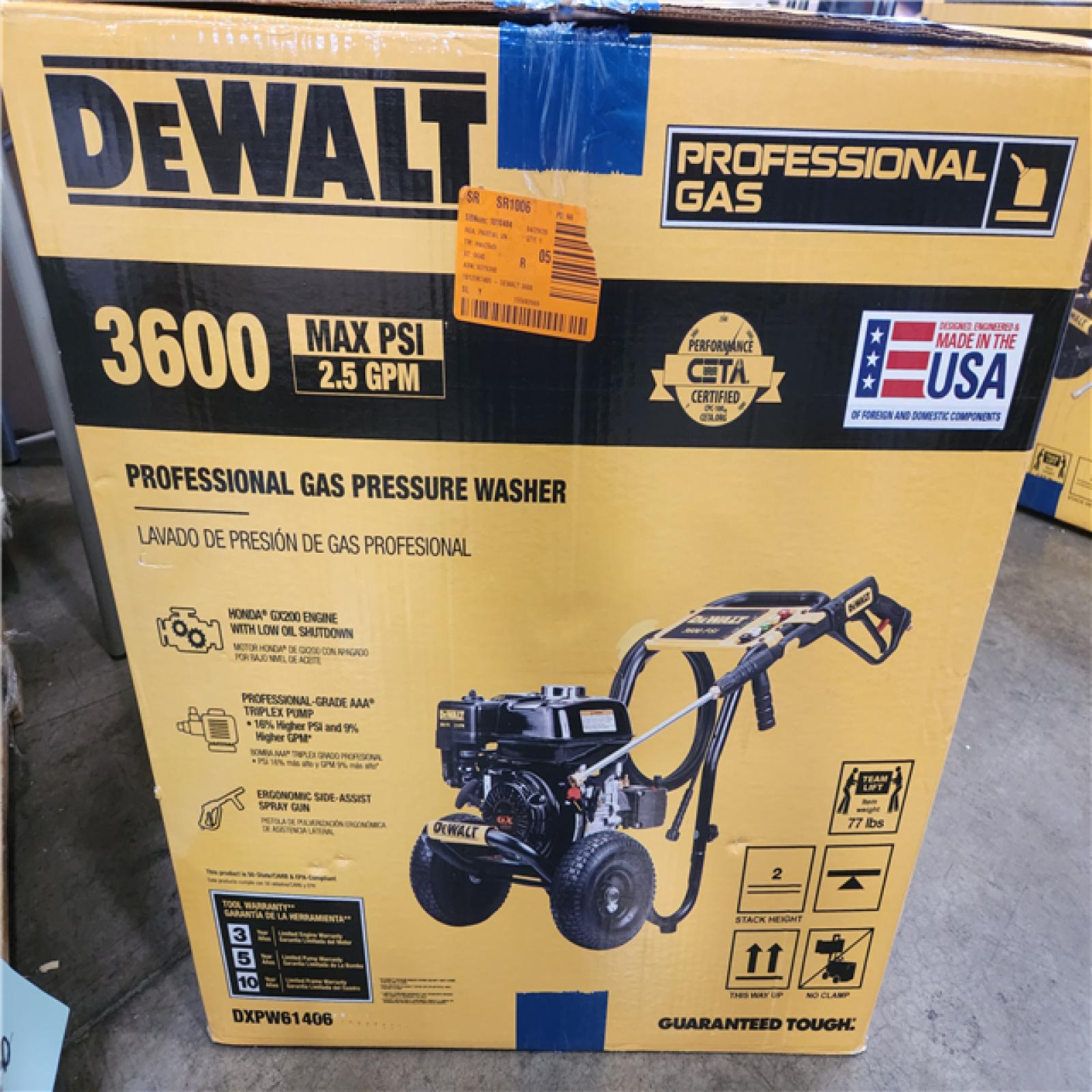 Phoenix DEWALT 3600 PSI 2.5 GPM Gas Pressure Washer with Honda GX200 Engine  Heavy-Duty Commercial Cold Water Power Cleaner
