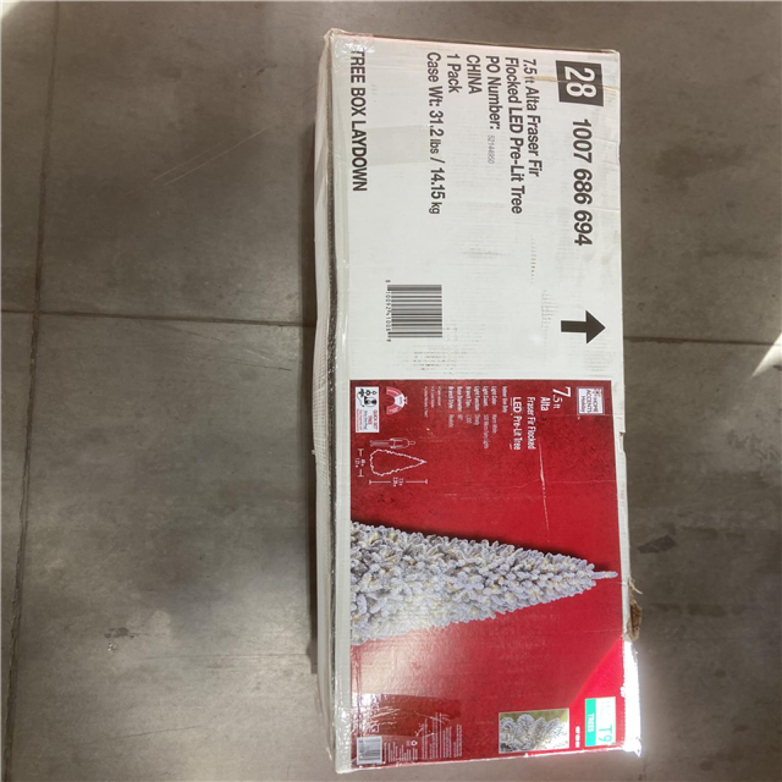 NEW! - Home Accents Holiday 7.5 ft. Alta Flocked Christmas Tree