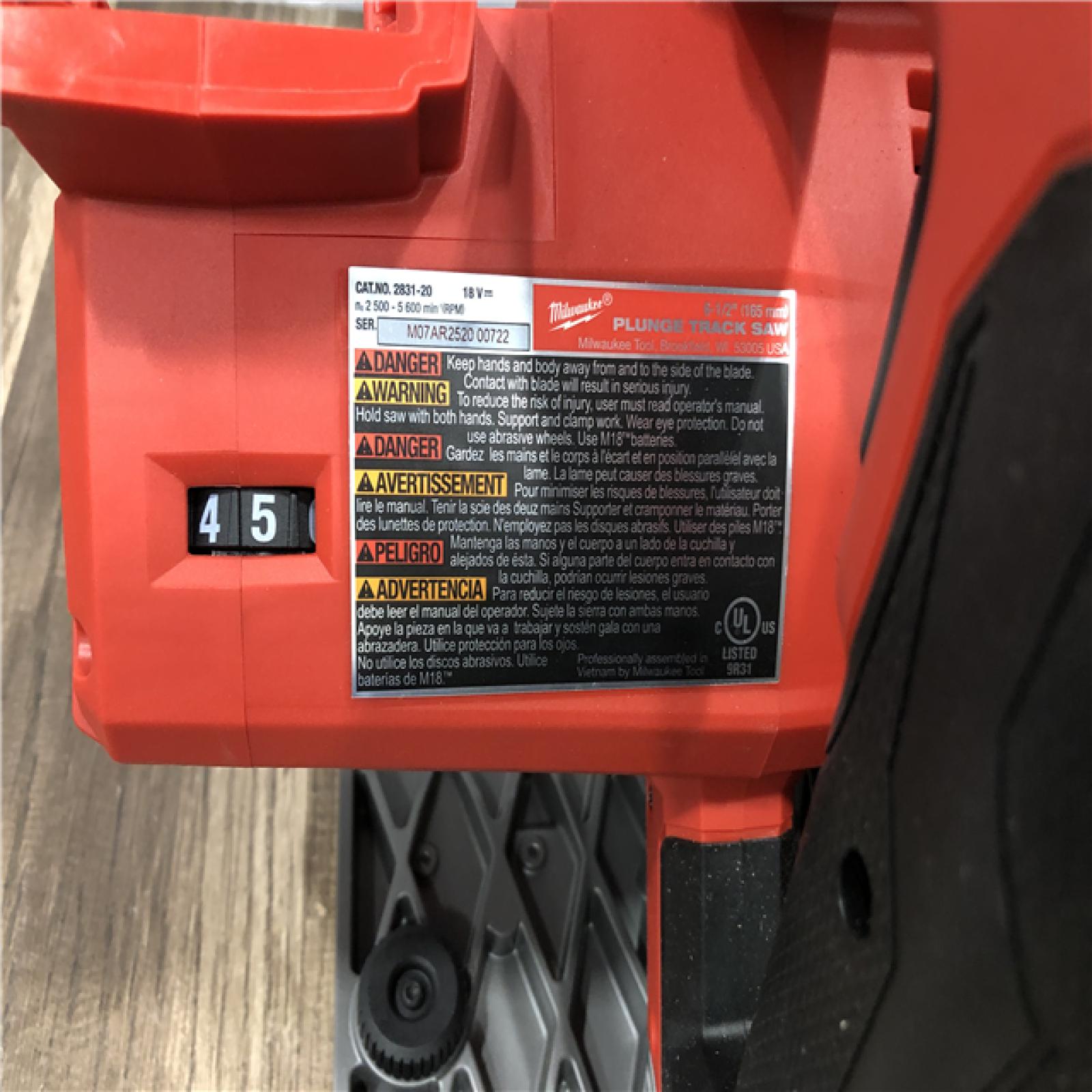 AS-IS Milwaukee FUEL 18V Lithium-Ion Cordless Brushless 6-1/2 in. Plunge Cut Track Saw (Tool-Only)