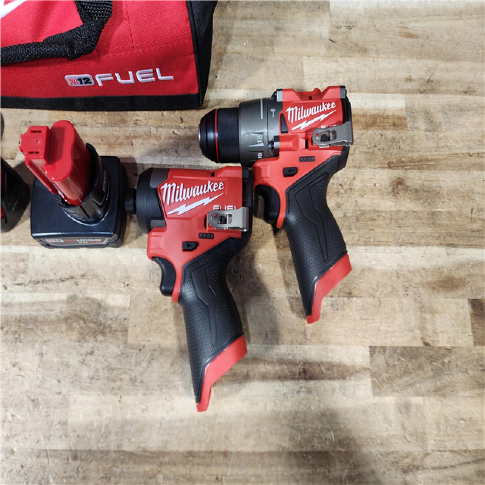 HOUSTON LOCATION - AS - IS Milwaukee FUEL 12-Volt Lithium-Ion Brushless Cordless Hammer Drill and Impact Driver Combo Kit