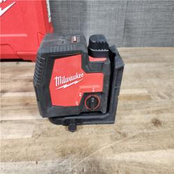 HOUSTON LOCATION - AS-IS Milwaukee 100 ft. REDLITHIUM Lithium-Ion USB Green Rechargeable Cross Line Laser Level with Charger and Alignment Target