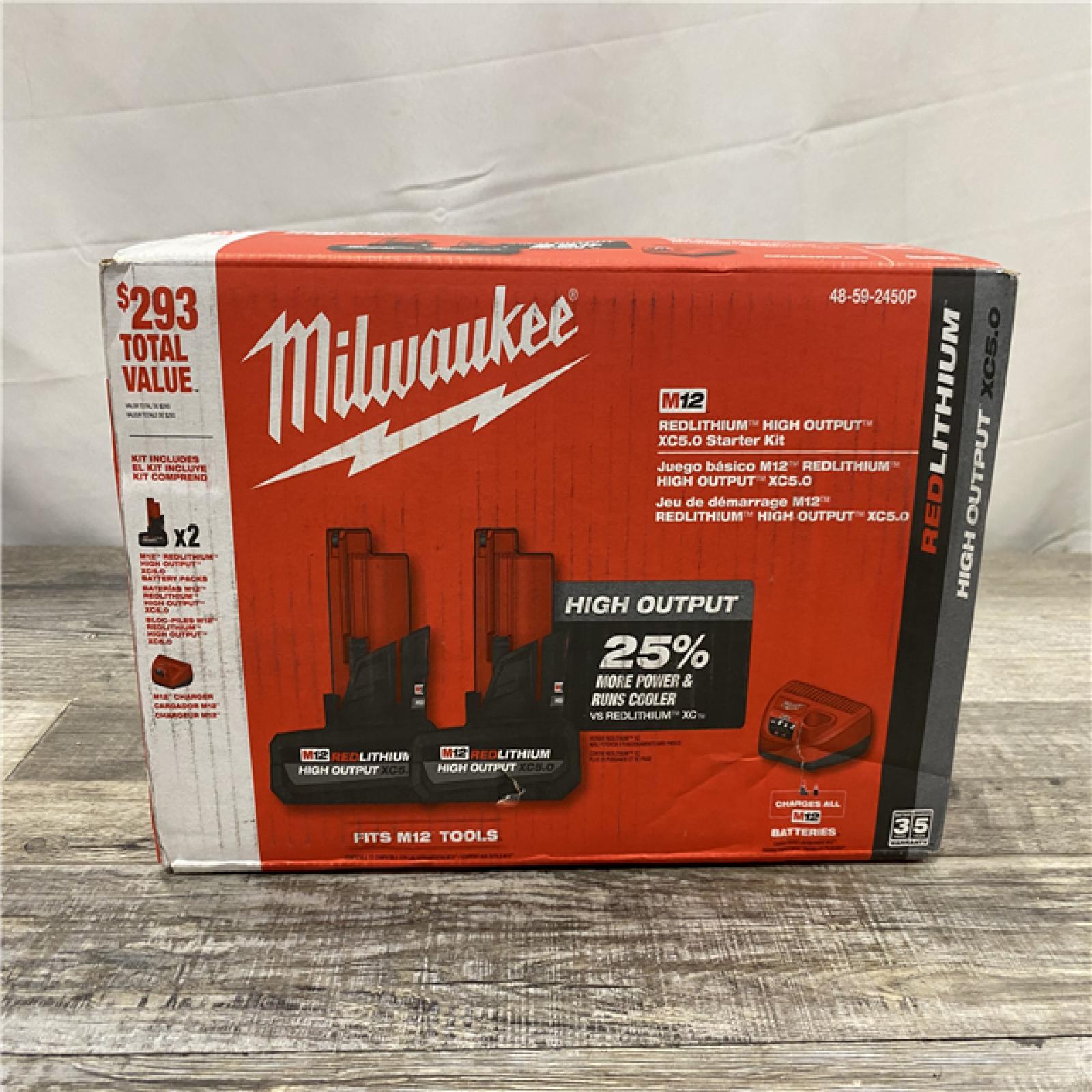 NEW - Milwaukee 12V Lithium-Ion XC High Output 5.0 Ah Battery Pack (2-Pack) Starter Kit with Charger
