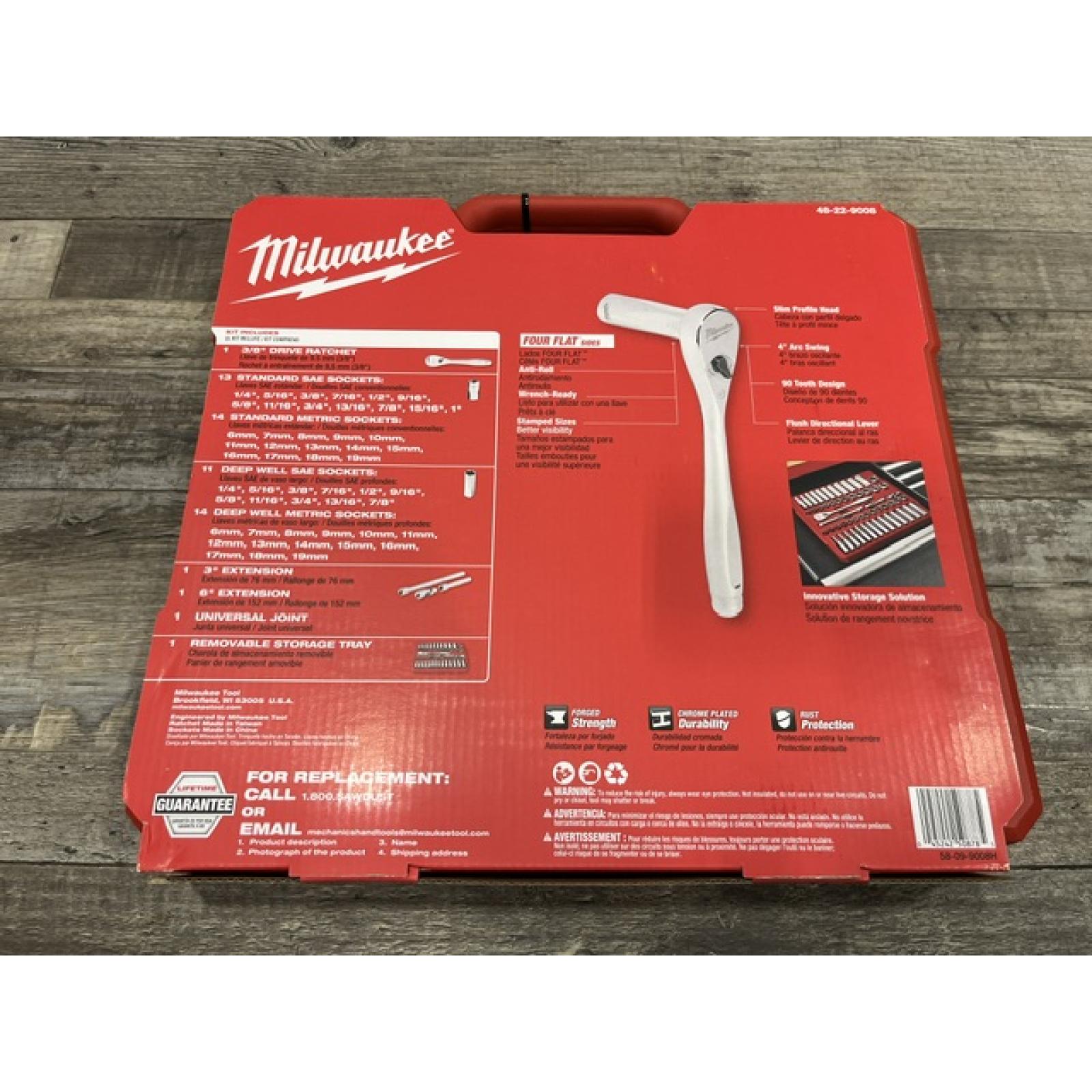 NEW - Milwaukee 3/8 in. Drive SAE/Metric Ratchet and Socket Mechanics Tool Set (56-Piece)