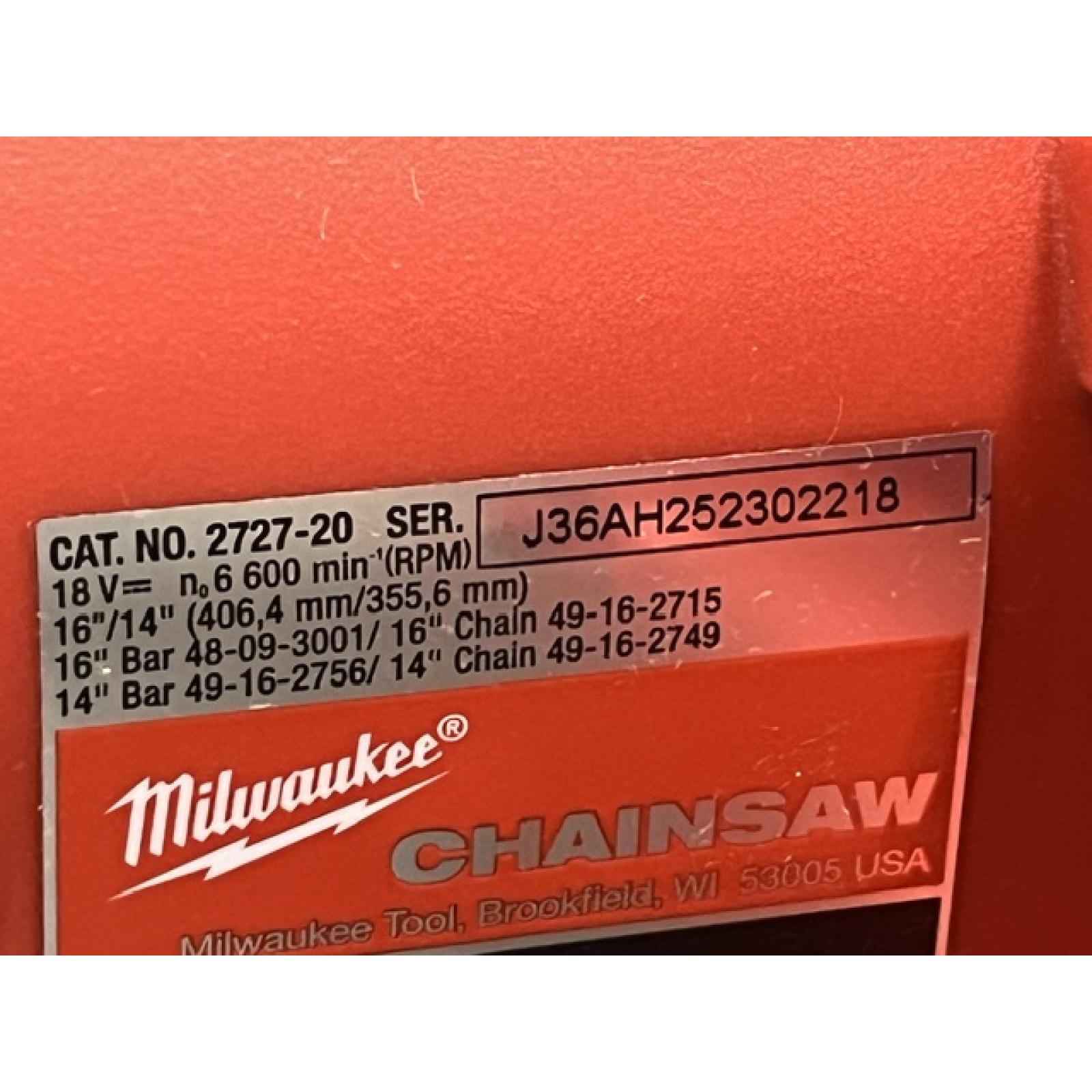 AS-IS Milwaukee FUEL 16 in. 18V Lithium-Ion Brushless Battery Chainsaw (Tool-Only)