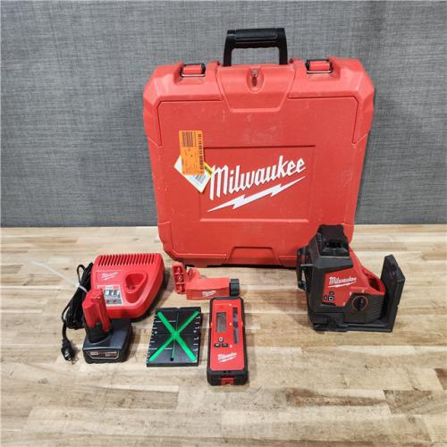 HOUSTON LOCATION - AS-IS Milwaukee 12-Volt Lithium-Ion Cordless Green 250 ft. 3-Plane Laser Level Kit