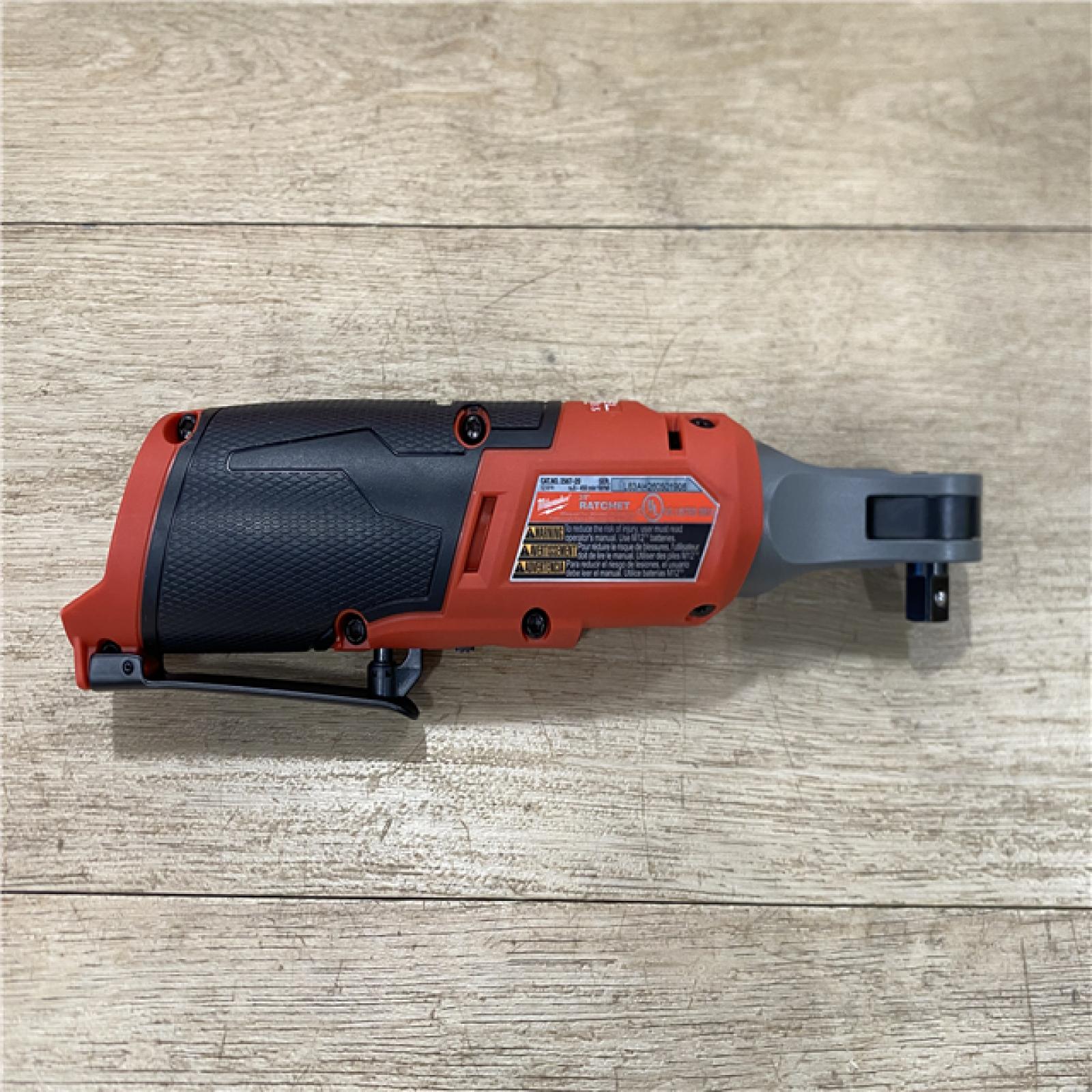 AS-IS MILWAUKEEM18 FUEL 18V Cordless Mid Torque 1/2 in. Impact Wrench W/ M12 FUEL 3/8 in. Ratchet & Battery/Charger Combo Kit