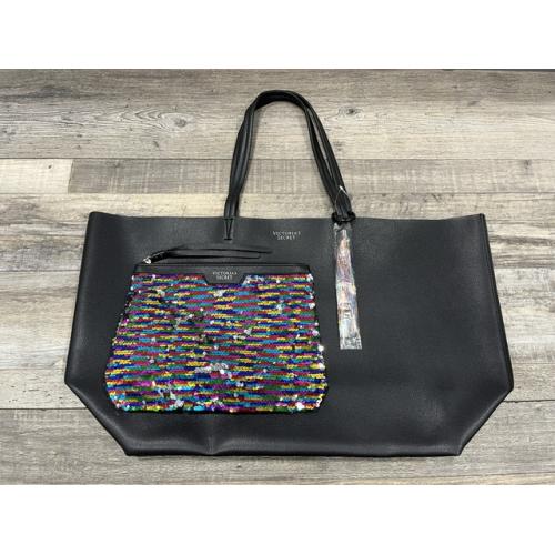 NEW - Victoria's Secret Black Tote Bag with Sequin Purse