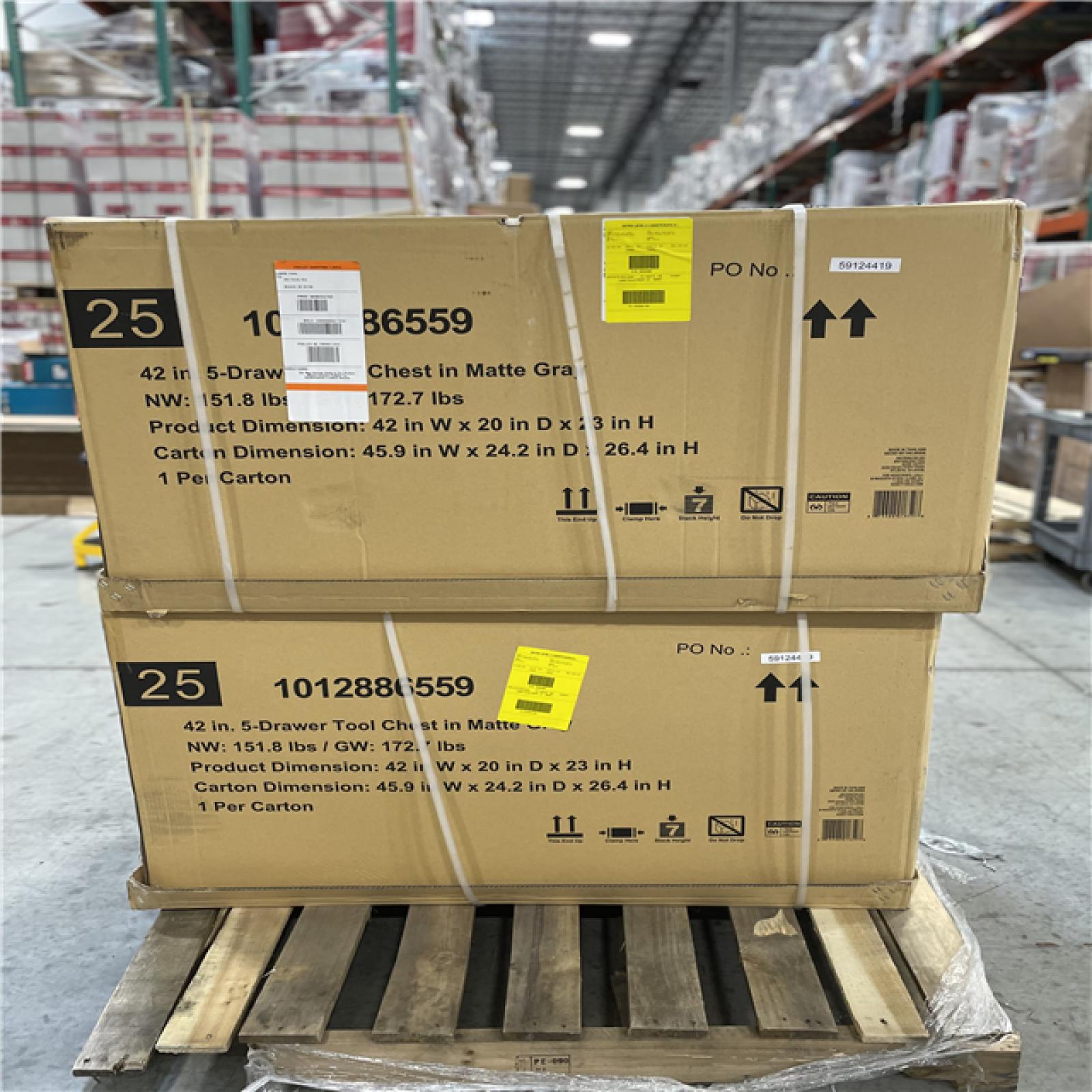 DALLAS LOCATION- HUSKY Heavy Duty 42 in. W x 20 in. D 5-Drawer Matte Gray Top Tool Chest PALLET (2 UNITS)