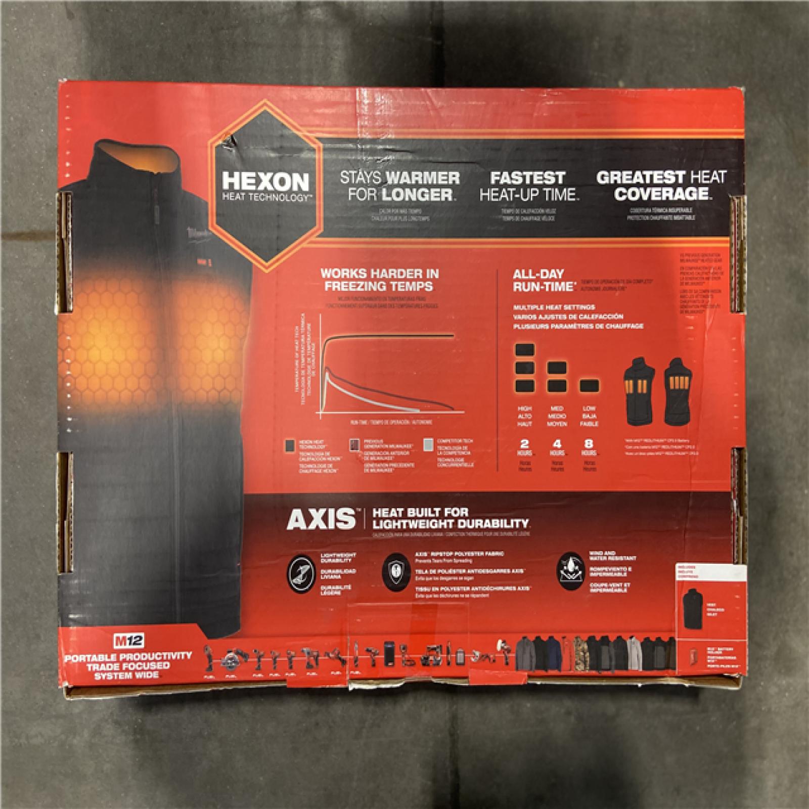 NEW! - Milwaukee Men's Medium M12 12V Lithium-Ion Cordless AXIS Black Heated Vest (Vest Only)