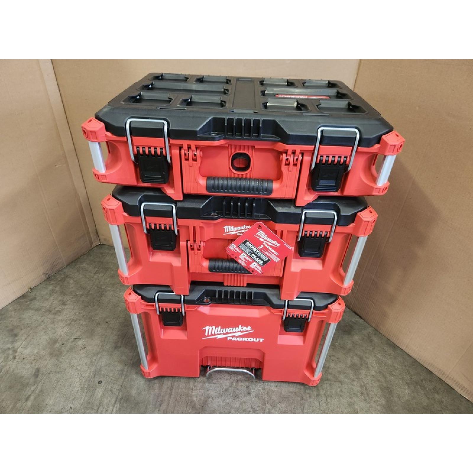 Phoenix NEW Milwaukee PACKOUT 22 in. Rolling Tool Box  22 in. Large Tool Box and 22 in. Medium Tool Box ProSystem Low Profile Handle