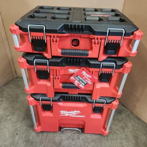 Phoenix NEW Milwaukee PACKOUT 22 in. Rolling Tool Box  22 in. Large Tool Box and 22 in. Medium Tool Box ProSystem Low Profile Handle