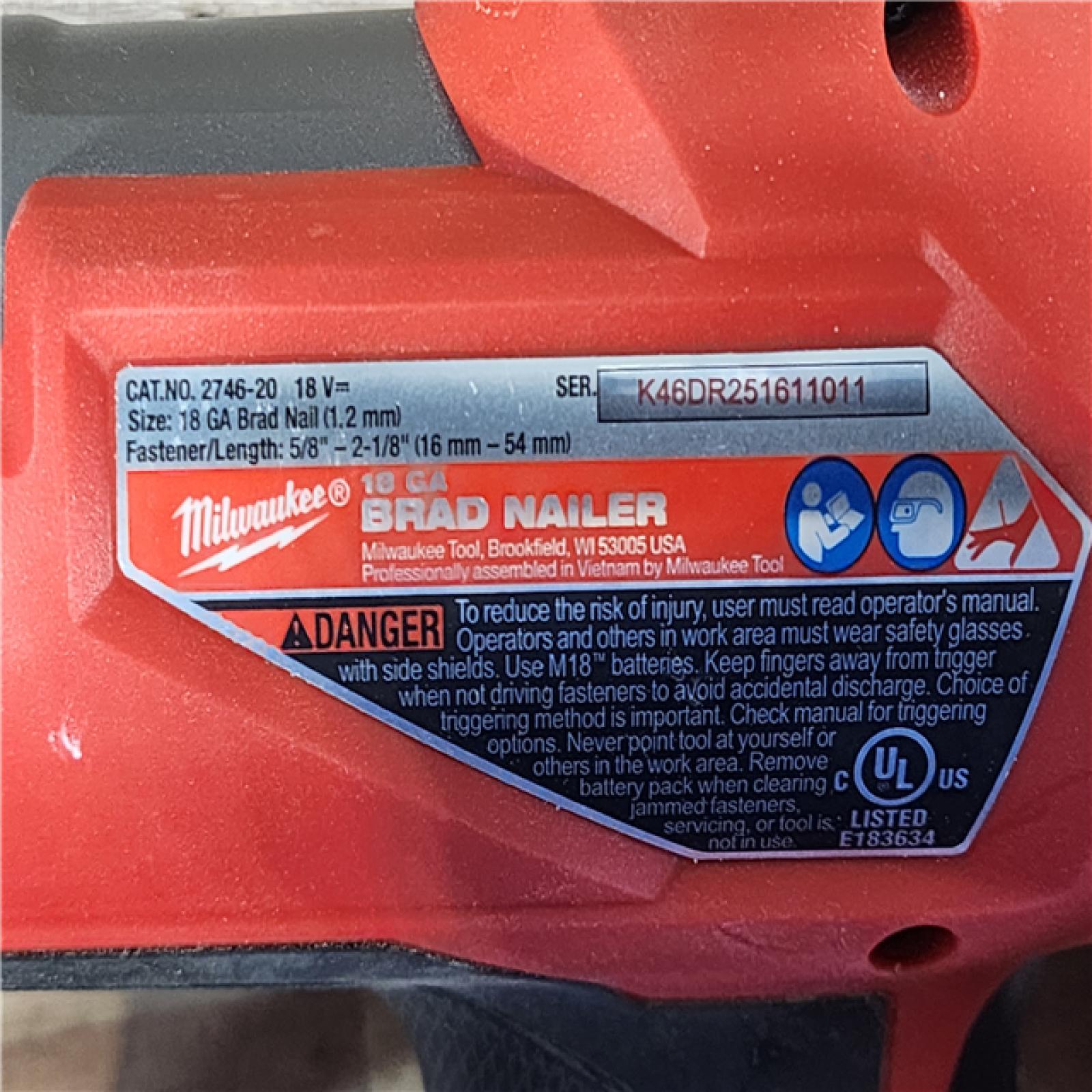 HOUSTON LOCATION - AS-IS Milwaukee  FUEL 18-Volt Lithium-Ion Brushless Cordless Gen II 18-Gauge Brad Nailer (Tool-Only)