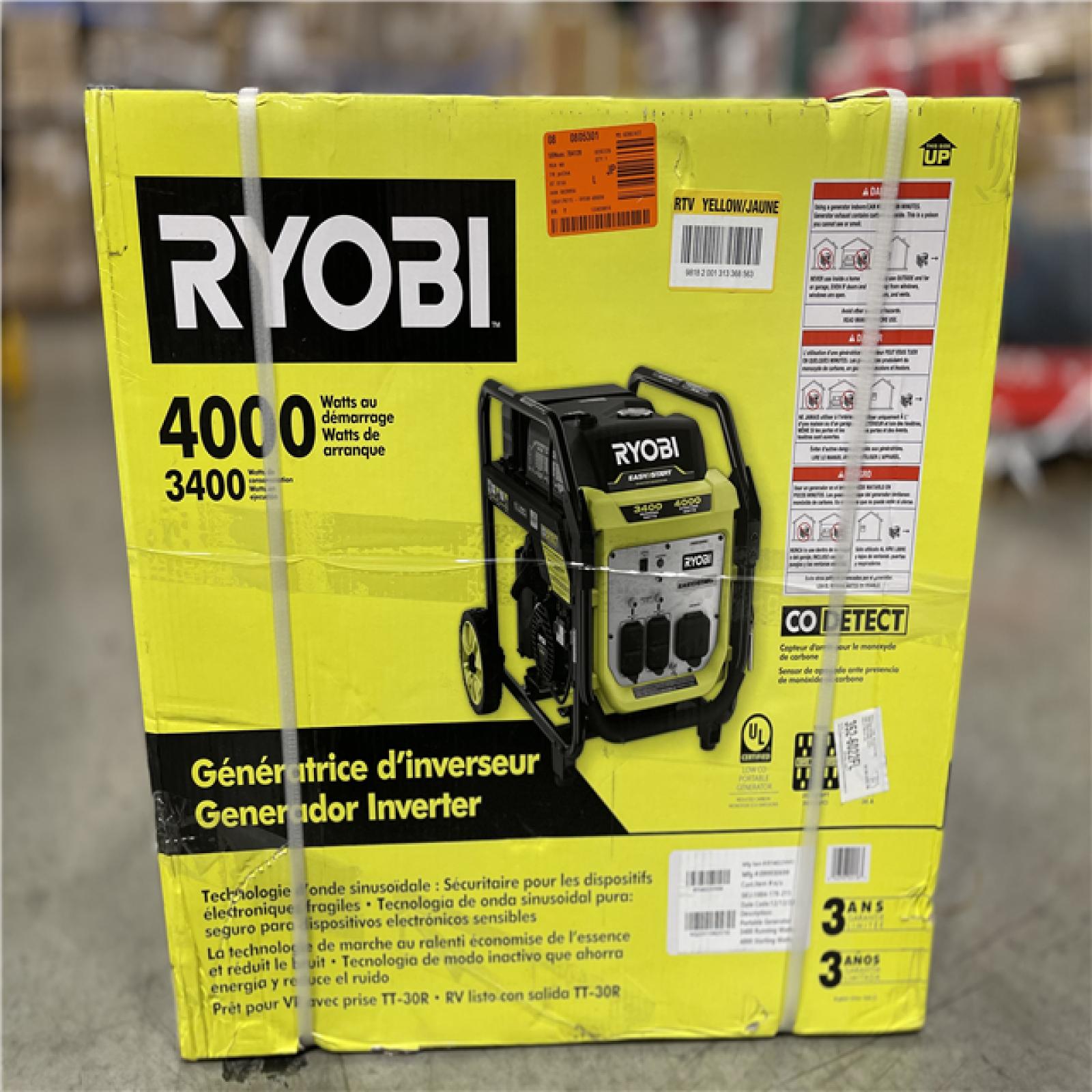 DALLAS LOCATION -NEW! RYOBI 4000-Watt Recoil Start Gasoline Powered Digital Inverter Generator
