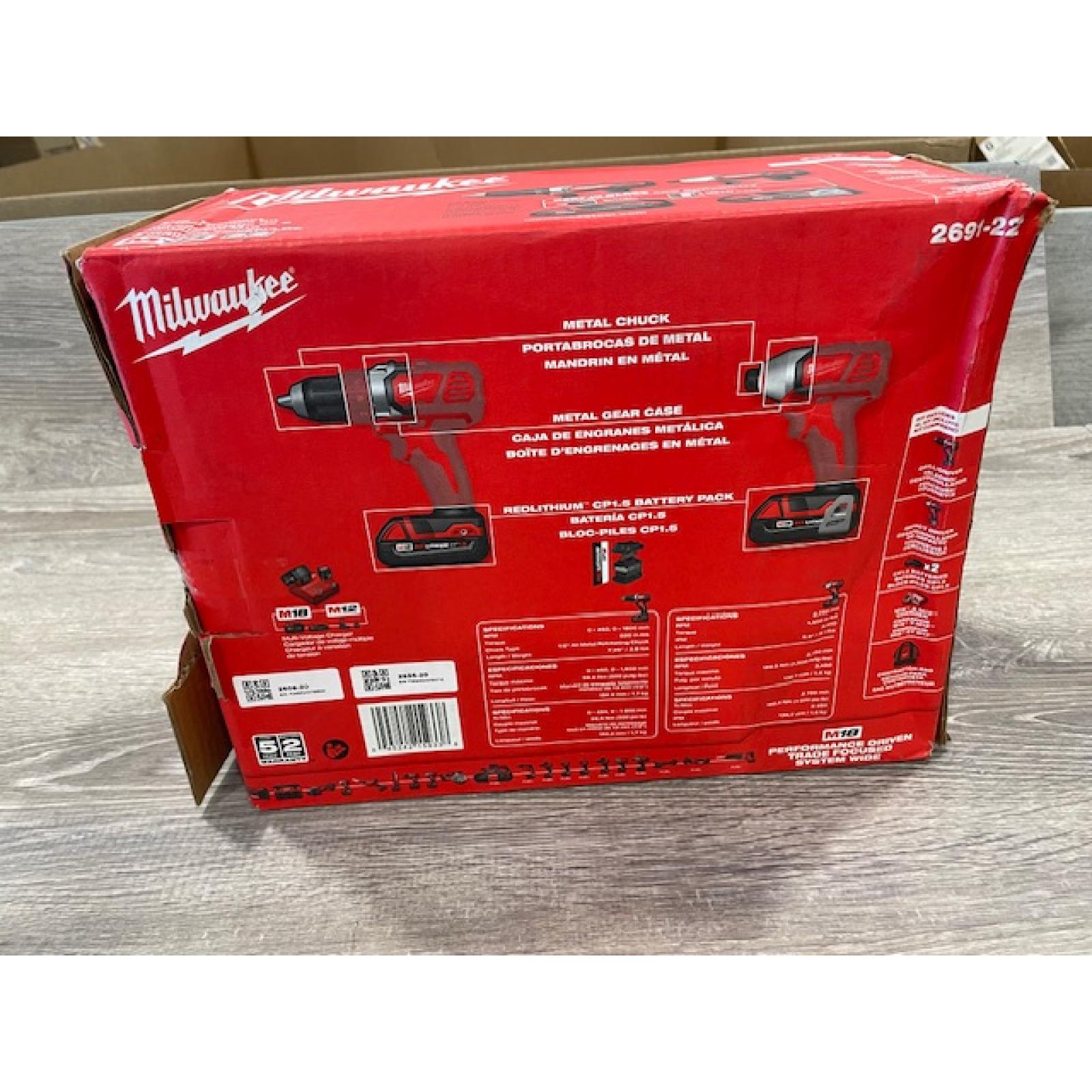 NEW - Milwaukee 18V Lithium-Ion Cordless Drill Driver/Impact Driver Combo Kit