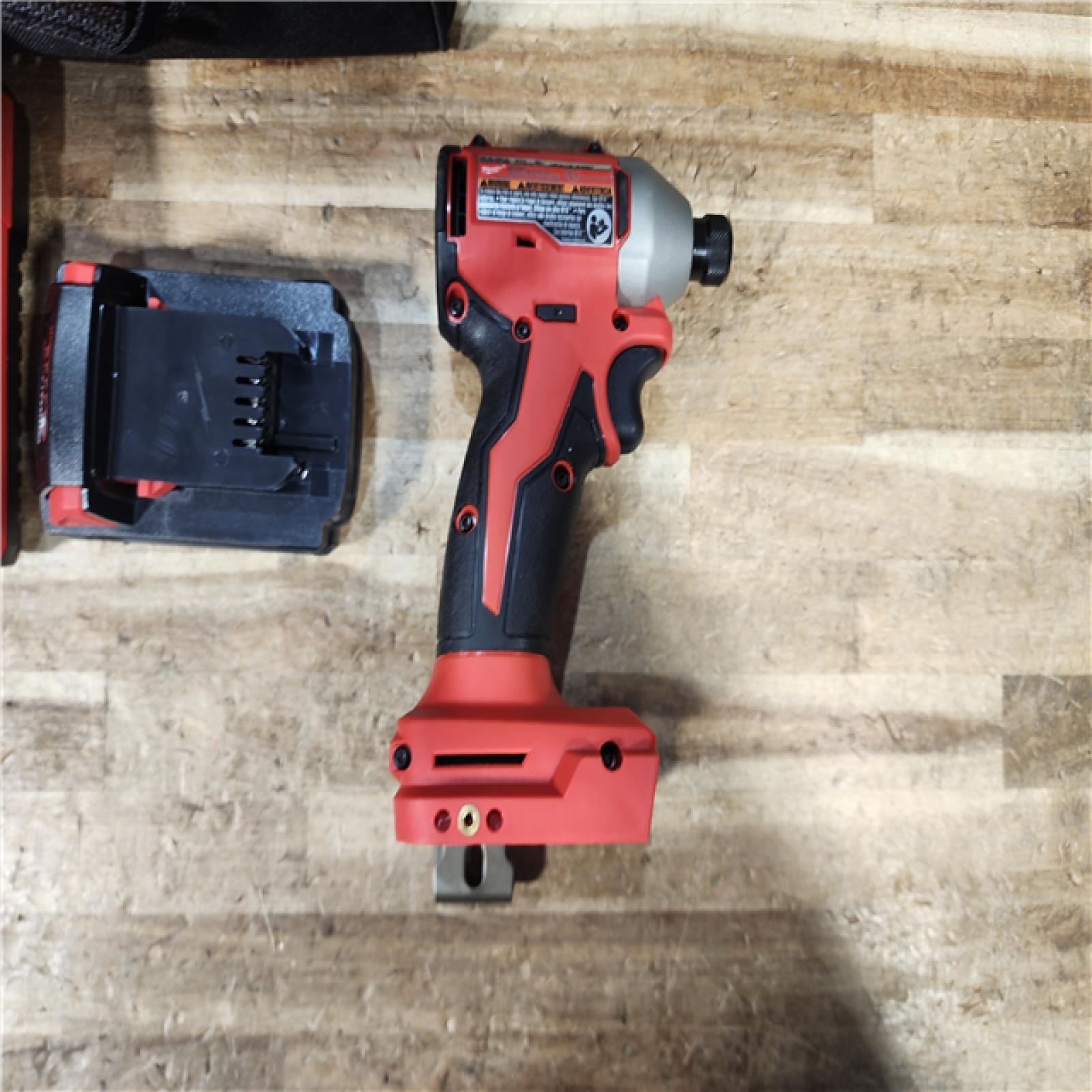 HOUSTON LOCATION - AS - IS Milwaukee 18-Volt Lithium-Ion Compact Brushless Cordless 1/4 in. Impact Driver Kit