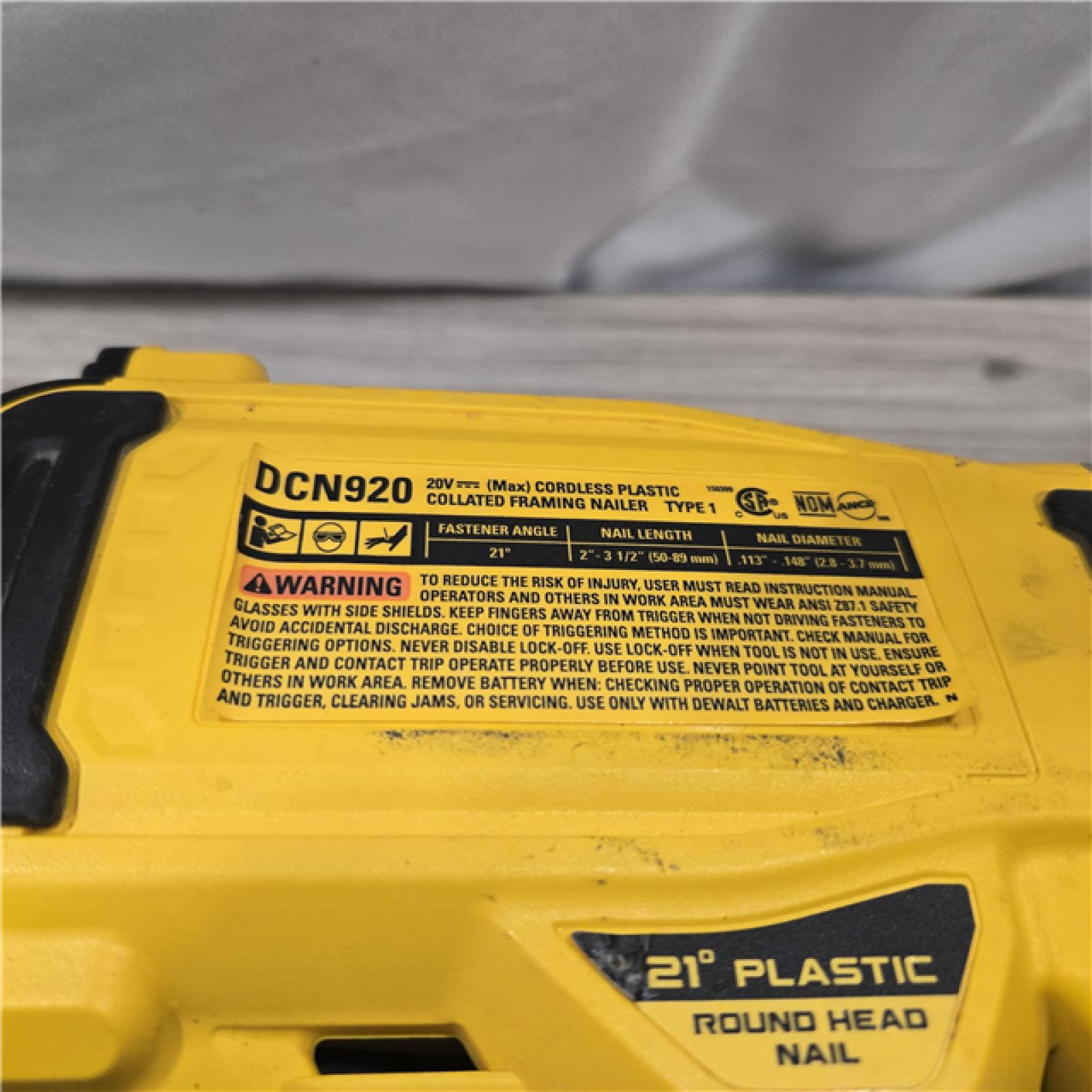 AS-IS DEWALT 20-Volt 21° Cordless Framing Nailer (Tool-Only)