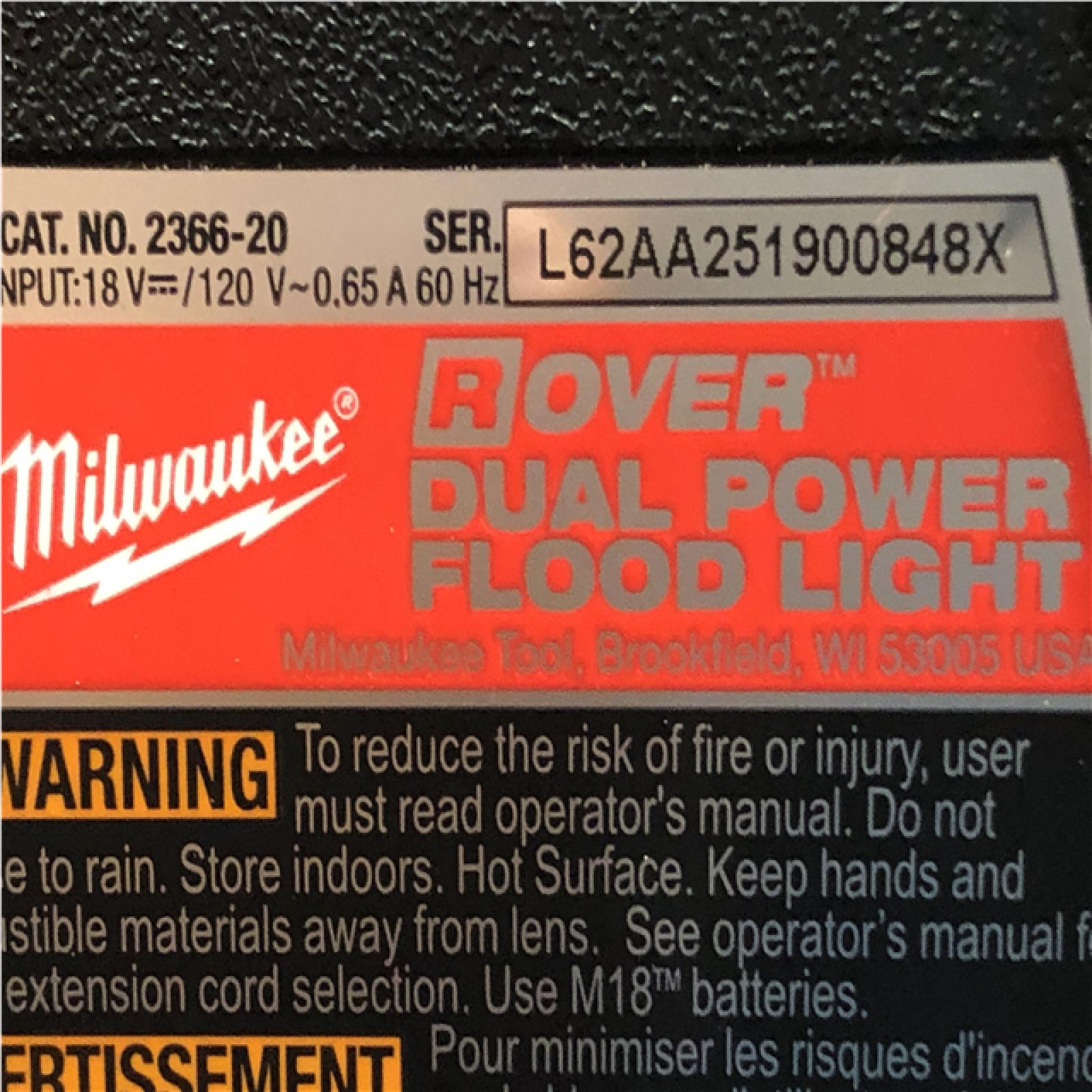 AS-IS Milwaukee  GEN-2 18-Volt Lithium-Ion Cordless 4000 Lumens ROVER LED AC/DC Flood Light (Tool-Only)
