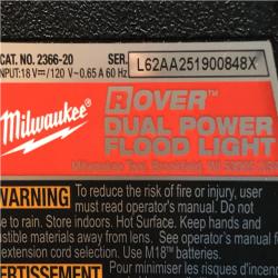 AS-IS Milwaukee  GEN-2 18-Volt Lithium-Ion Cordless 4000 Lumens ROVER LED AC/DC Flood Light (Tool-Only)