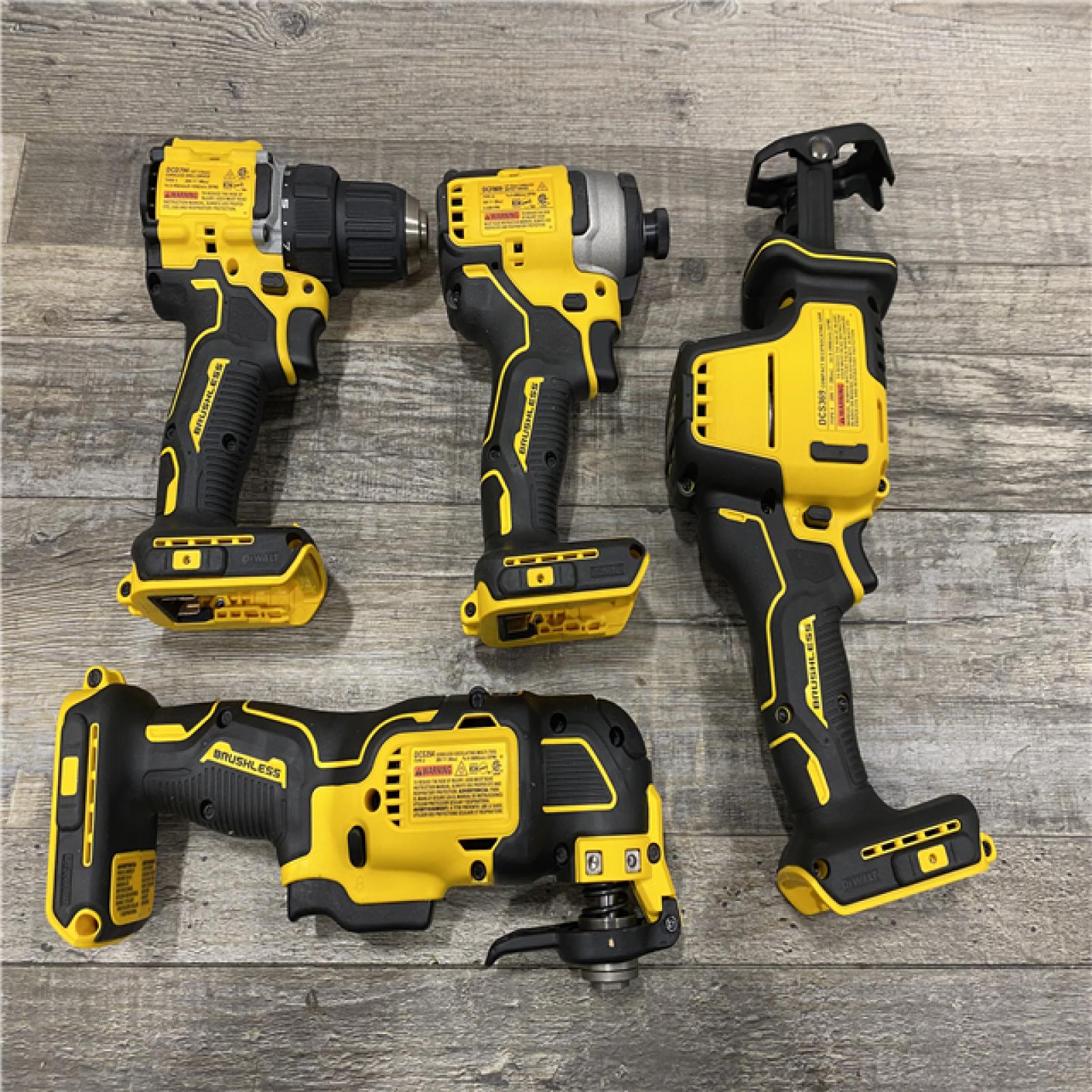 AS-IS DEWALT ATOMIC 20-Volt Lithium-Ion Cordless Brushless (4-Tool) Combo Kit